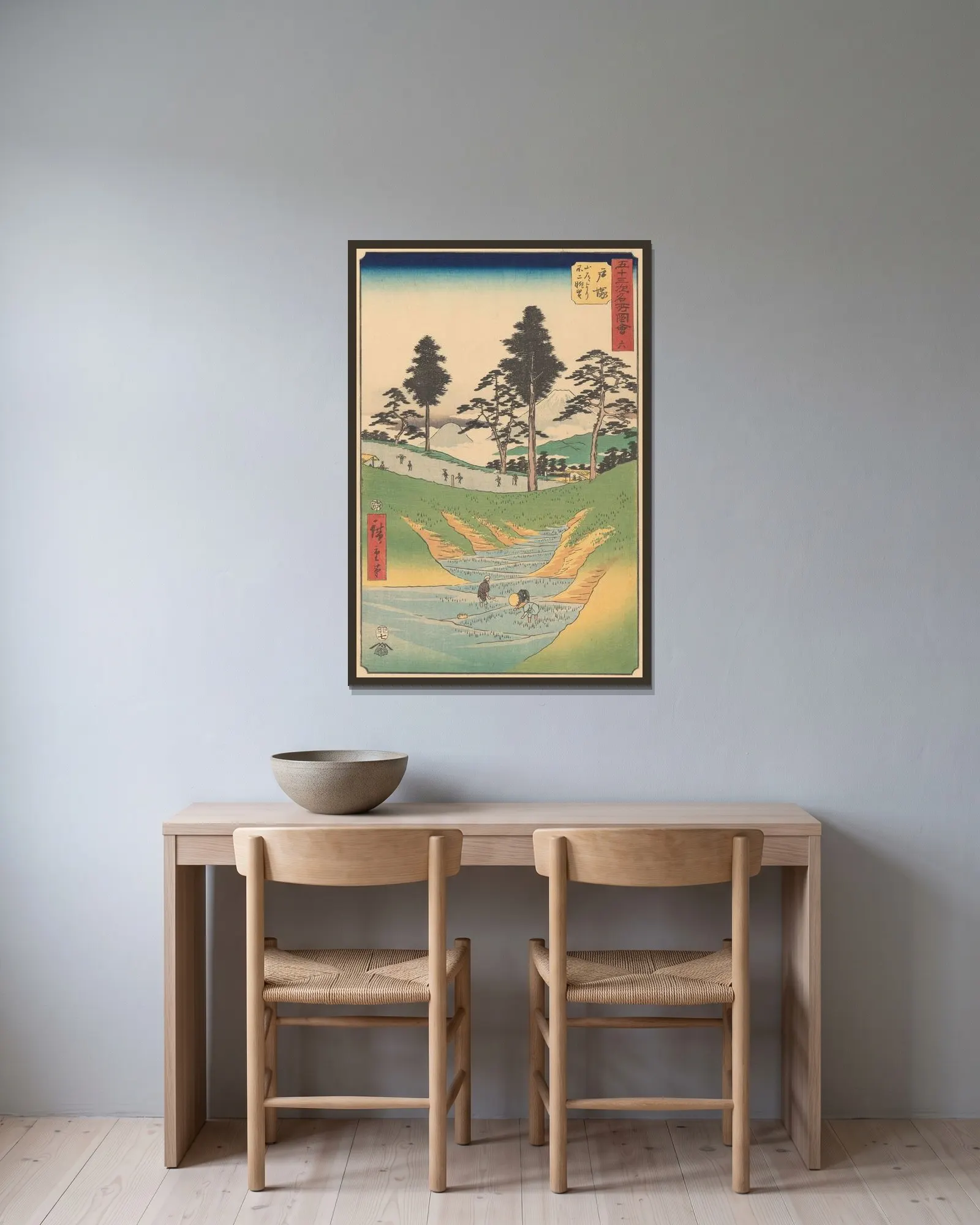 Totsuka av Utagawa Hiroshige inramad på en vägg