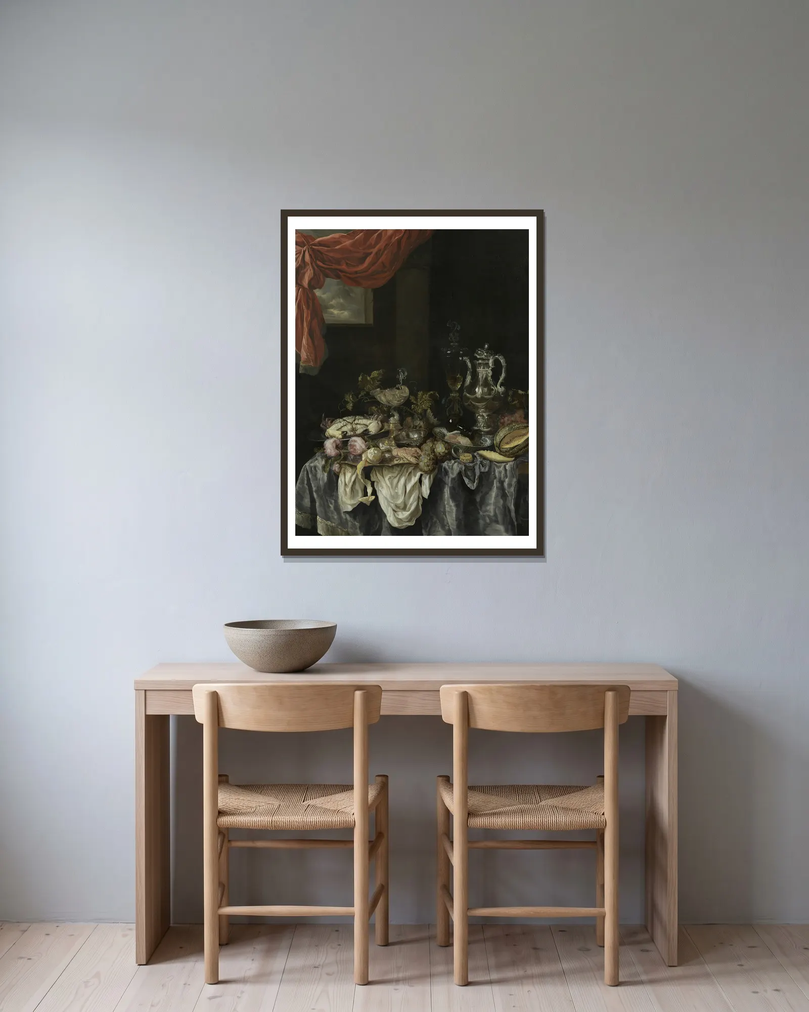 Sumptuous Still Life av Abraham van Beyeren inramad på en vägg