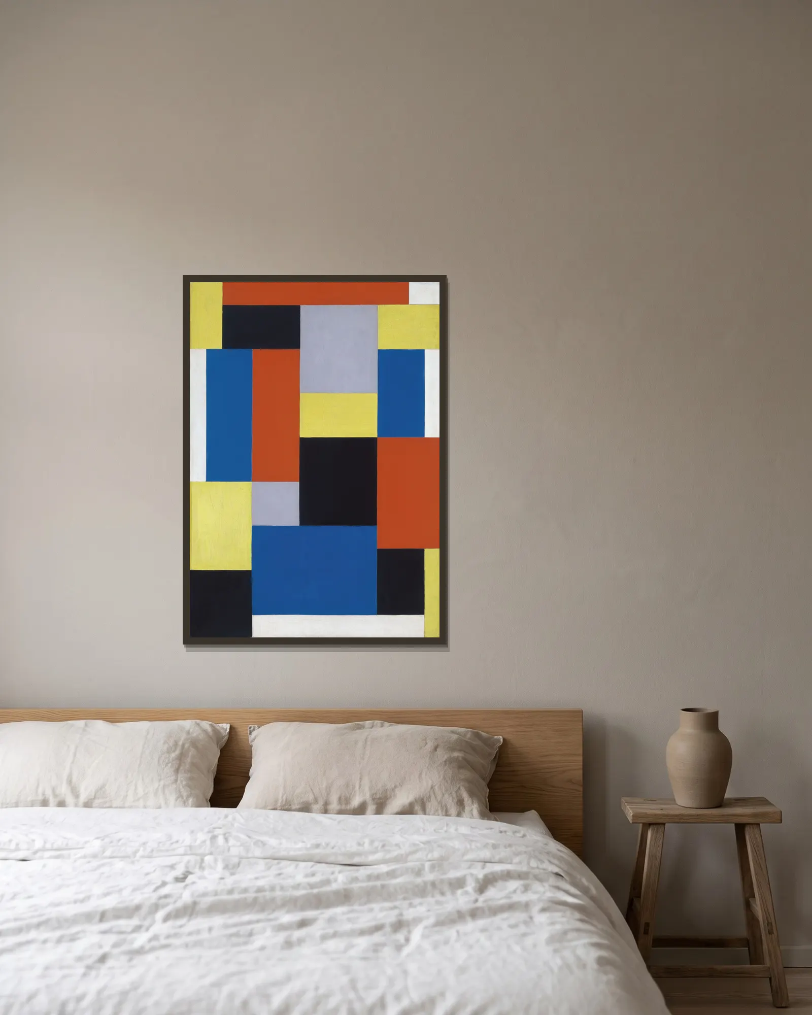 Composition XX av Theo van Doesburg inramad på en vägg