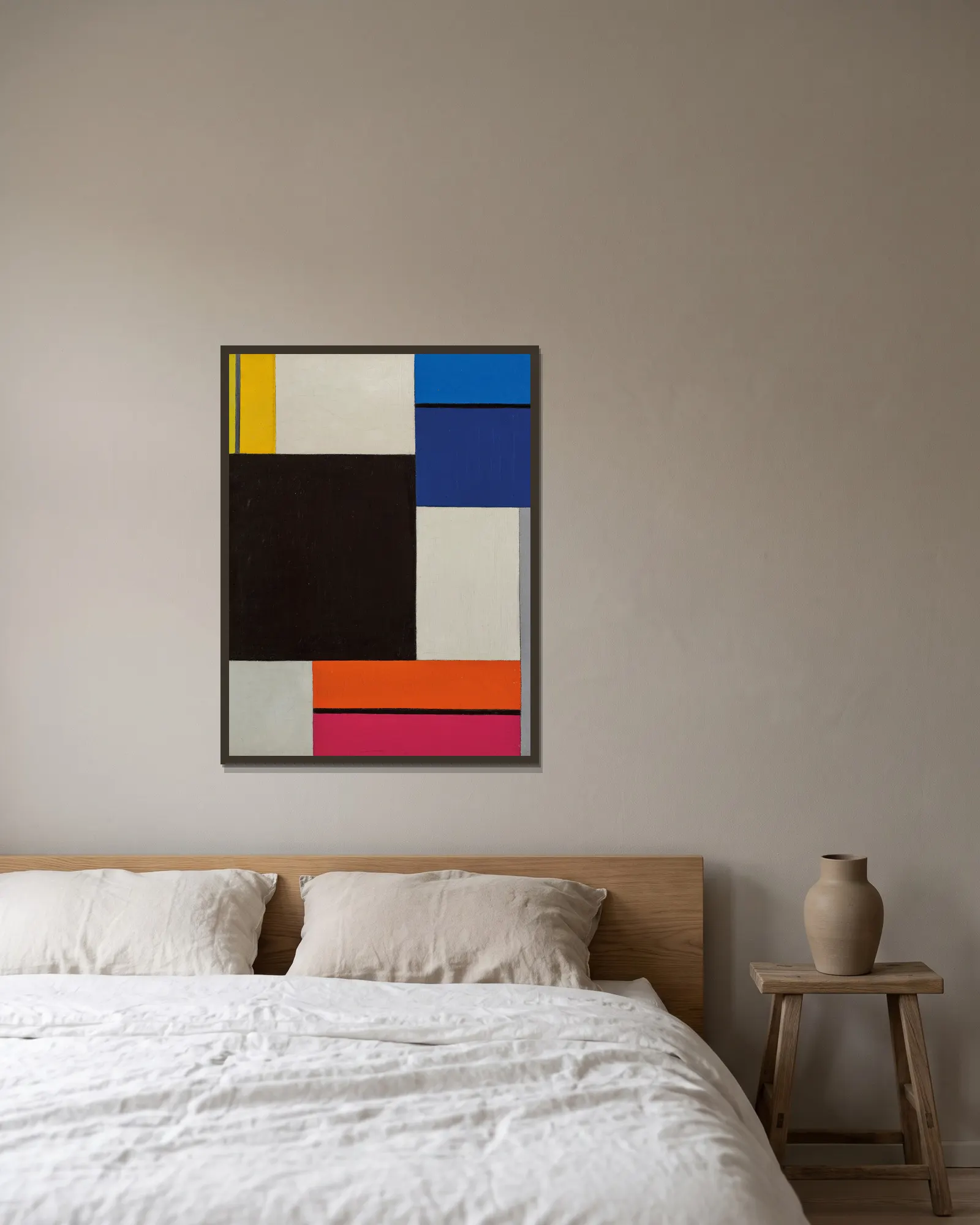 Composition XXI av Theo van Doesburg inramad på en vägg