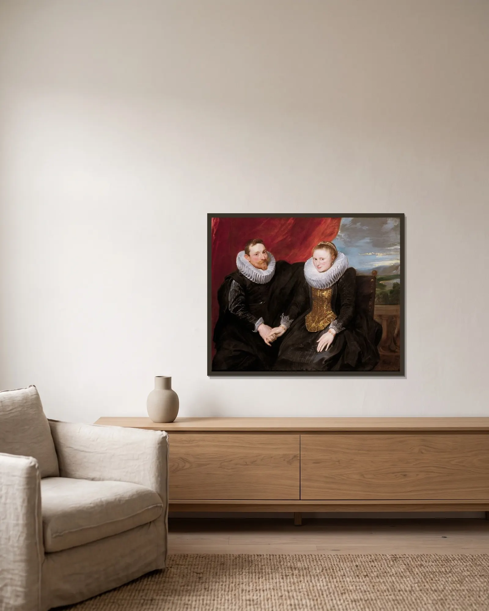 A Married Couple av Anthony van Dyck inramad på en vägg