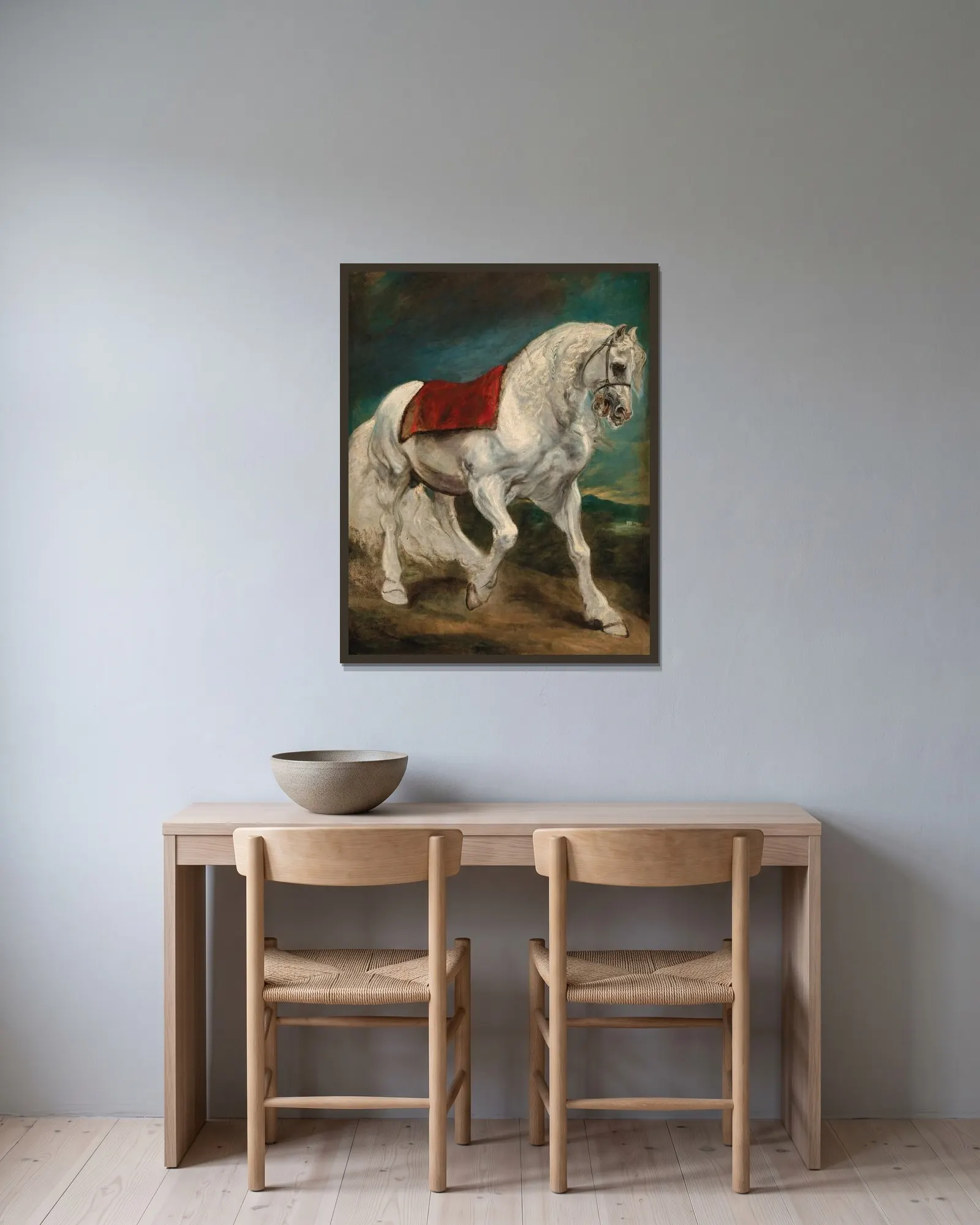 An Andalusian horse av Anthony van Dyck inramad på en vägg