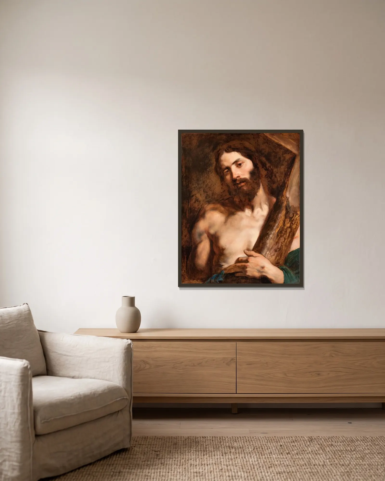 Christ Carrying The Cross av Anthony van Dyck inramad på en vägg