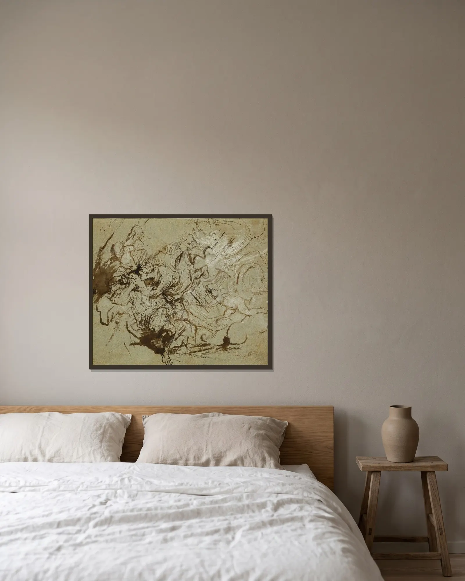Diana and Endymion av Anthony van Dyck inramad på en vägg