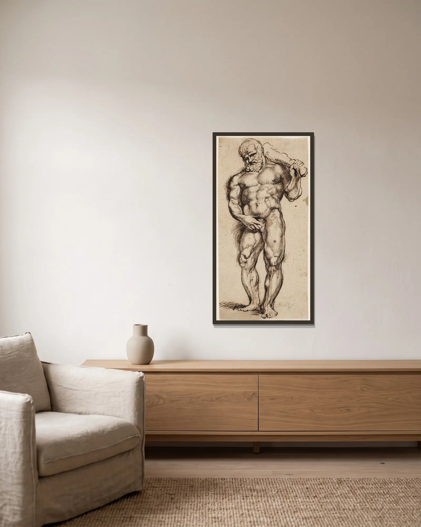 Hercules av Anthony van Dyck inramad på en vägg