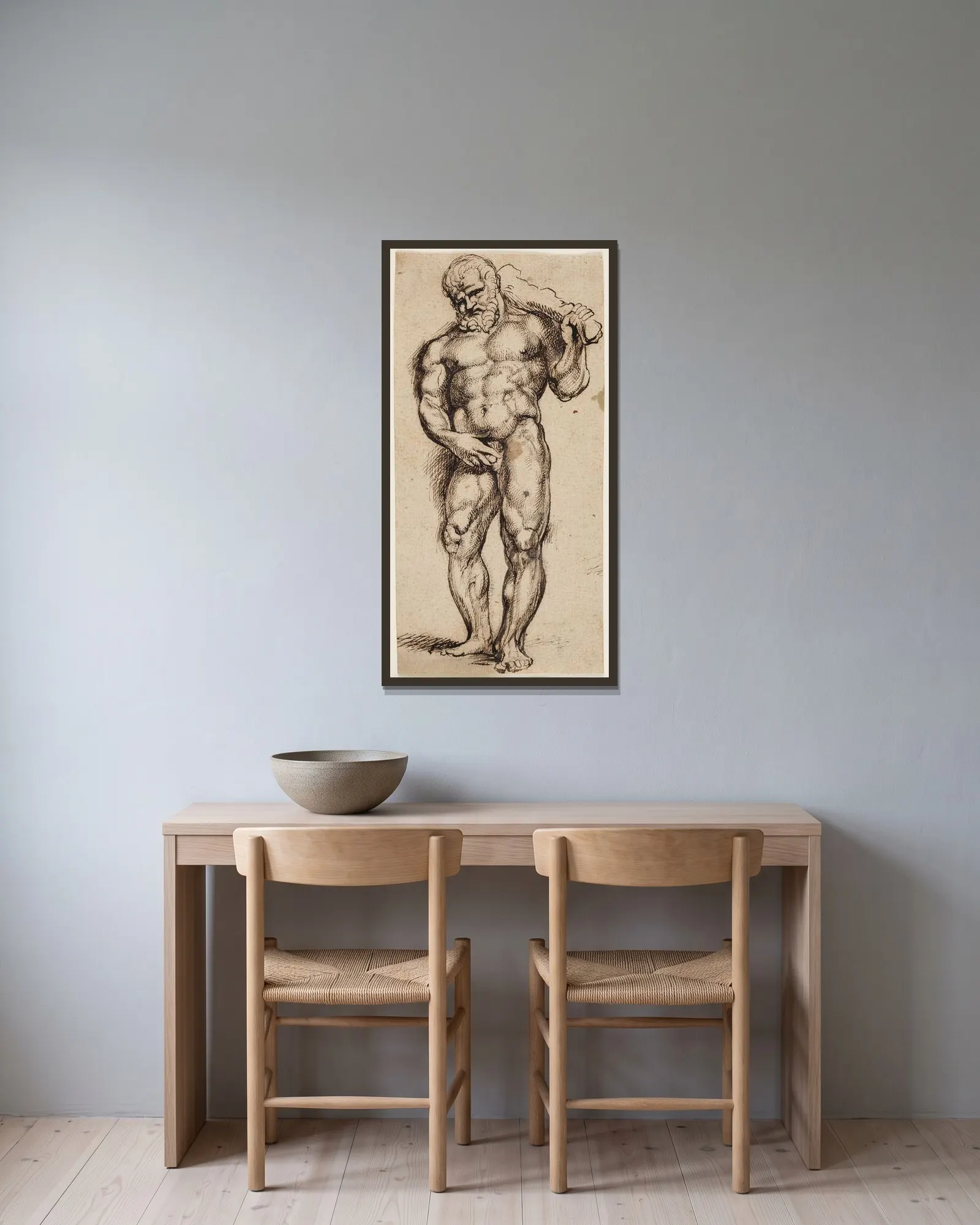 Hercules av Anthony van Dyck inramad på en vägg