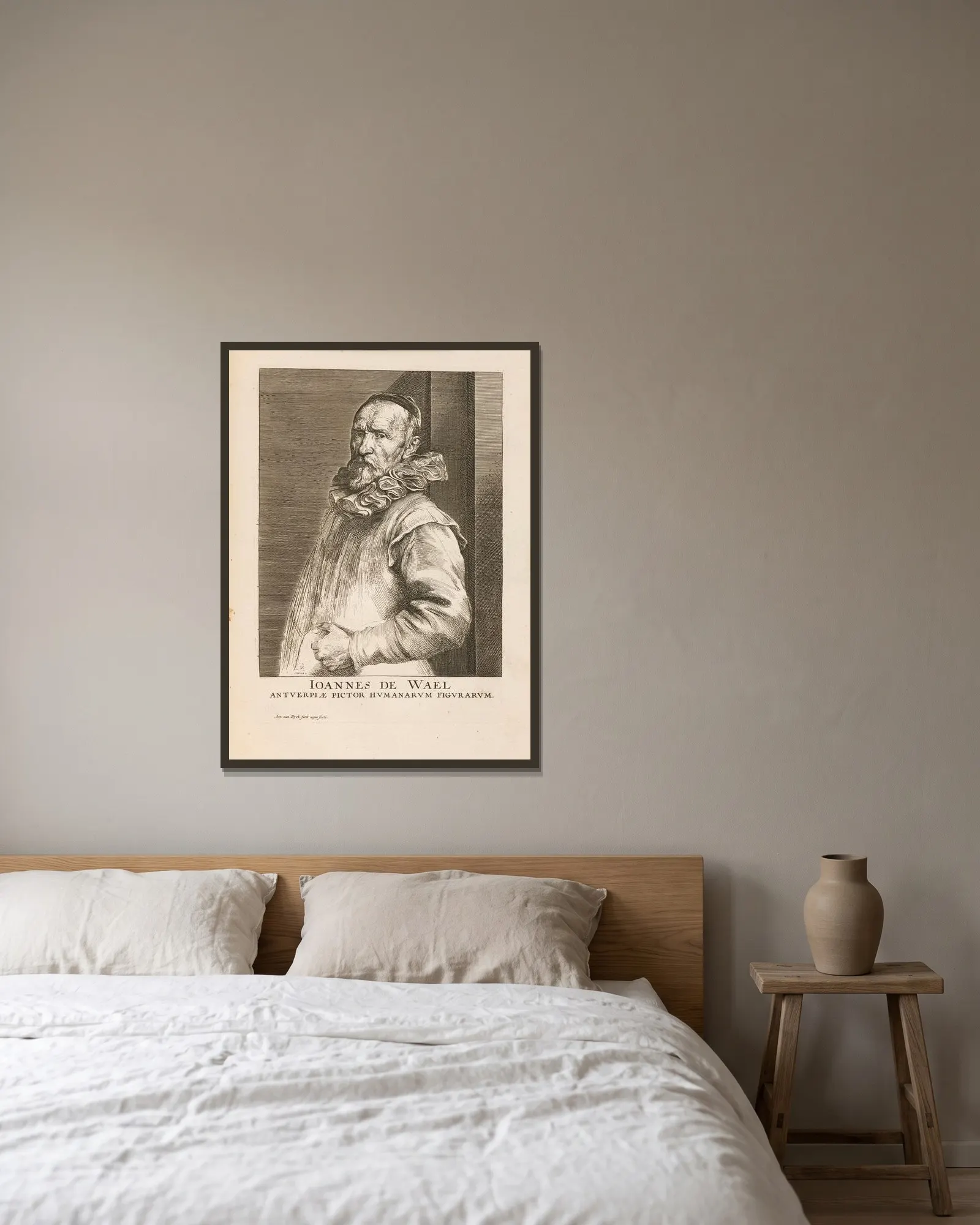 Jan Baptist de Wael av Anthony van Dyck inramad på en vägg