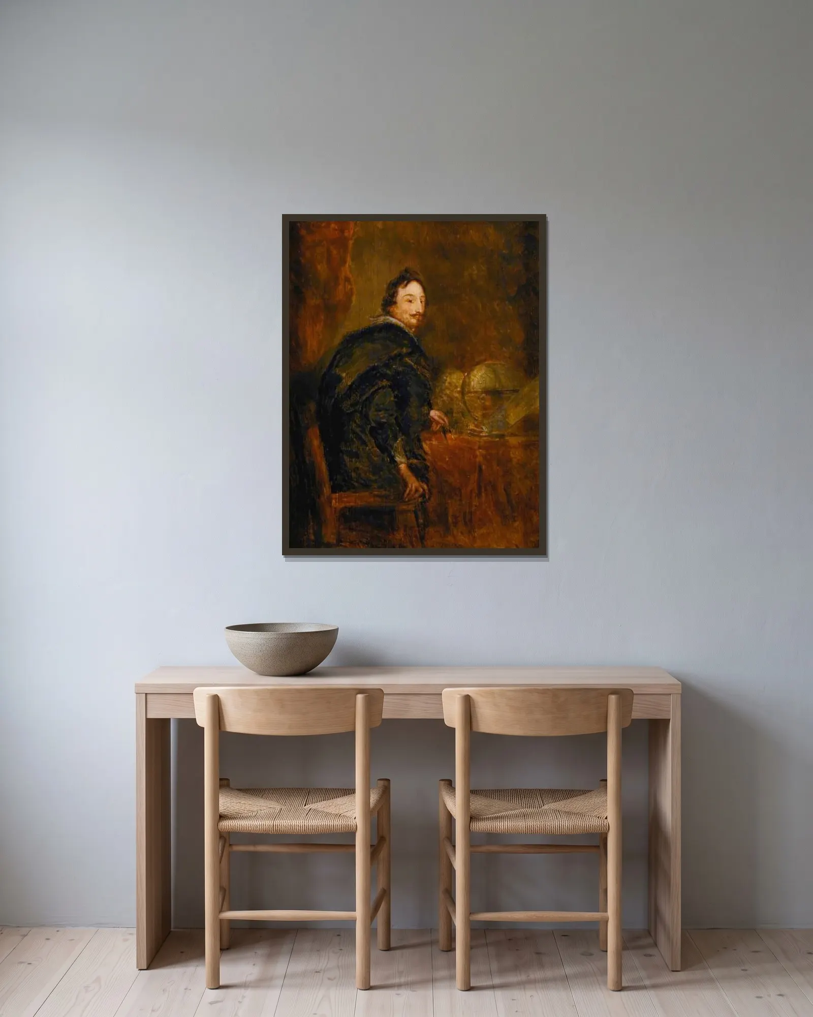 Lucas van Uffele av Anthony van Dyck inramad på en vägg