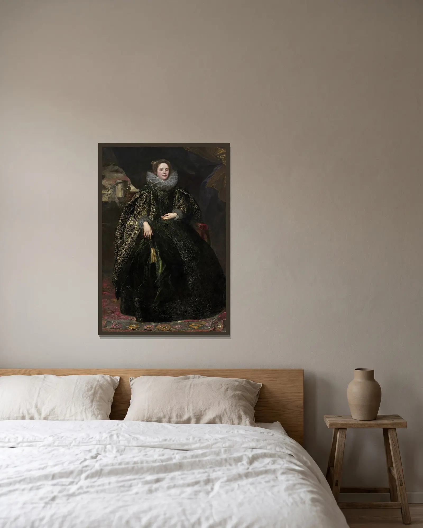 Marchesa Balbi av Anthony van Dyck inramad på en vägg