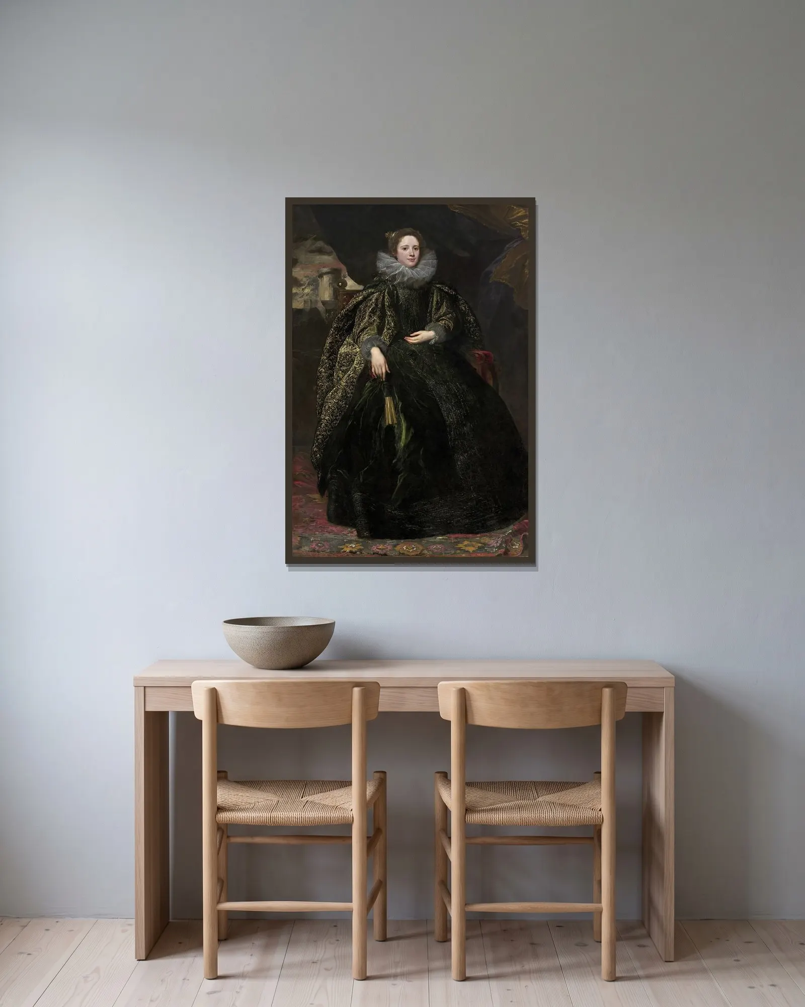 Marchesa Balbi av Anthony van Dyck inramad på en vägg
