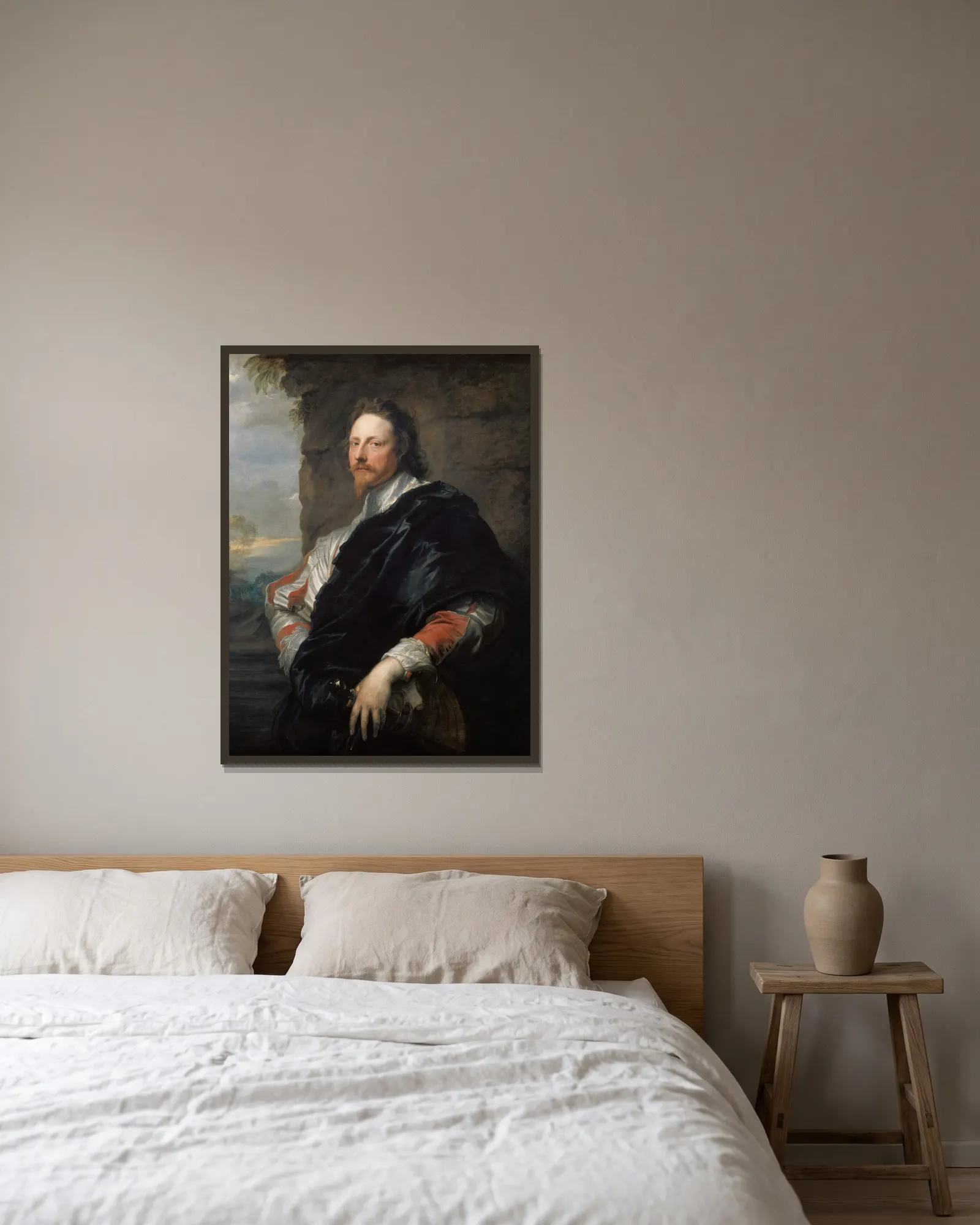 Nicolas Lanier av Anthony van Dyck inramad på en vägg