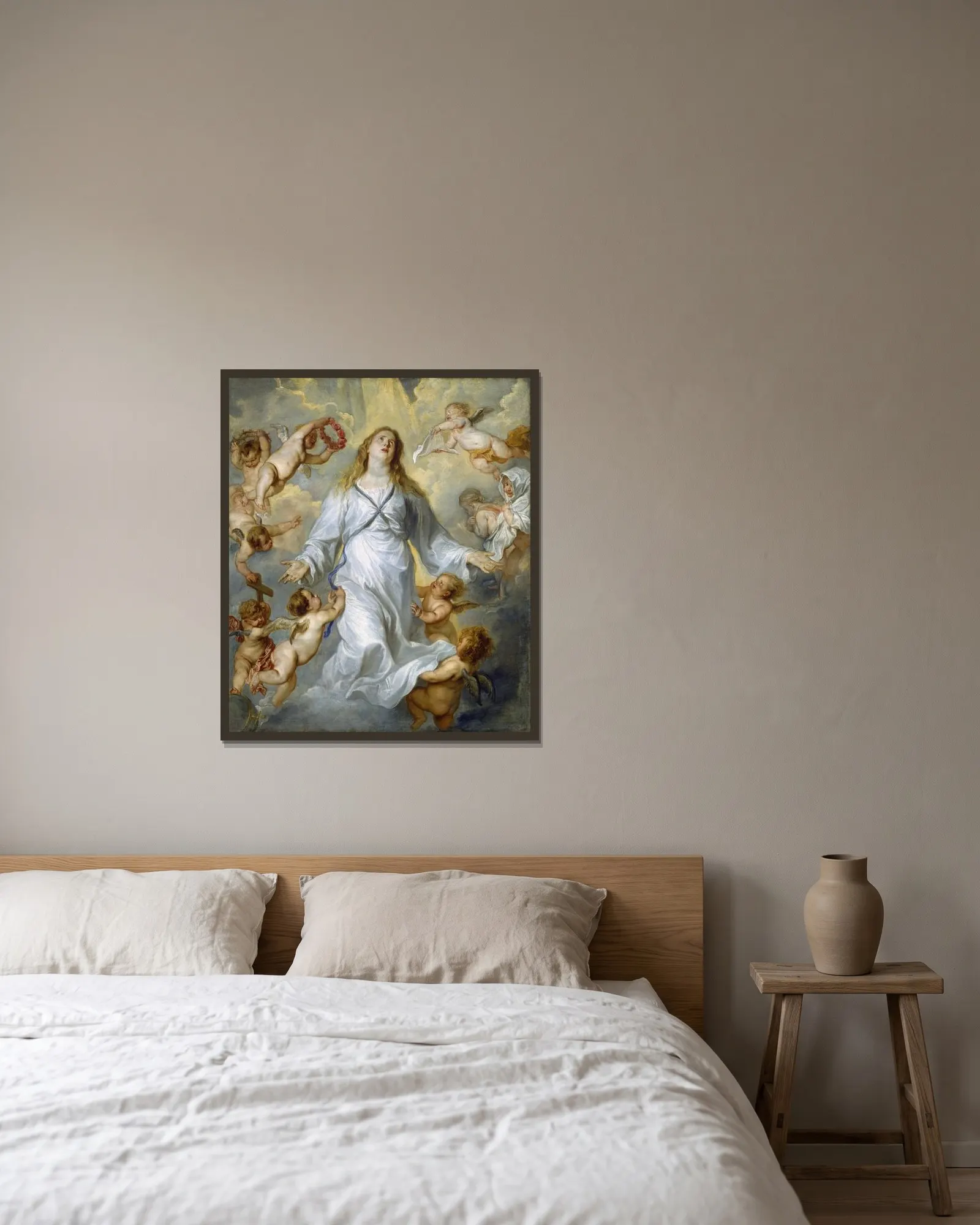 The Virgin as Intercessor av Anthony van Dyck inramad på en vägg