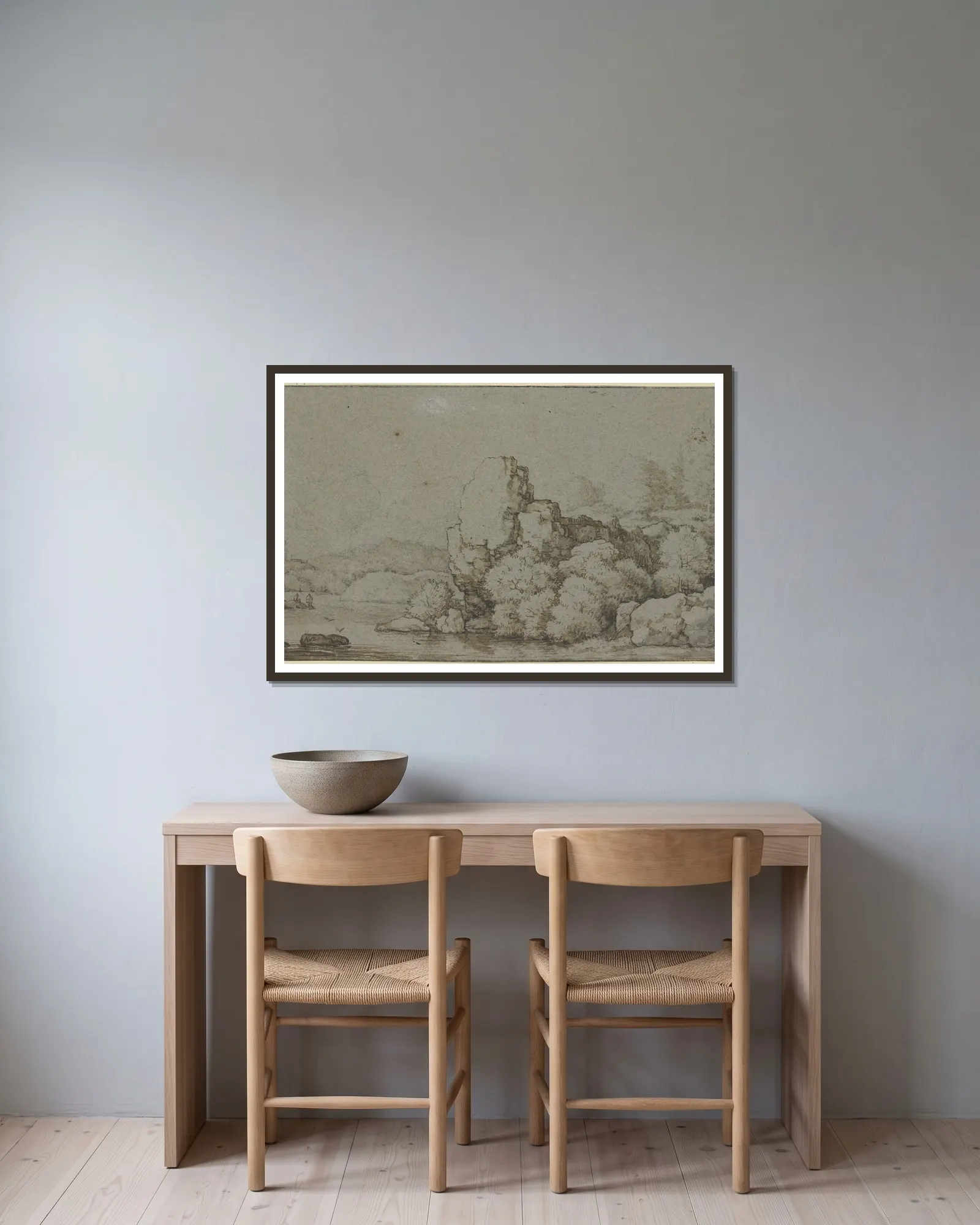 Rock section by the water av Allaert van Everdingen inramad på en vägg