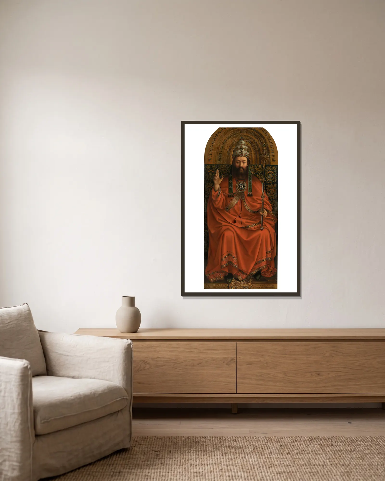 God Almighty av Jan van Eyck inramad på en vägg