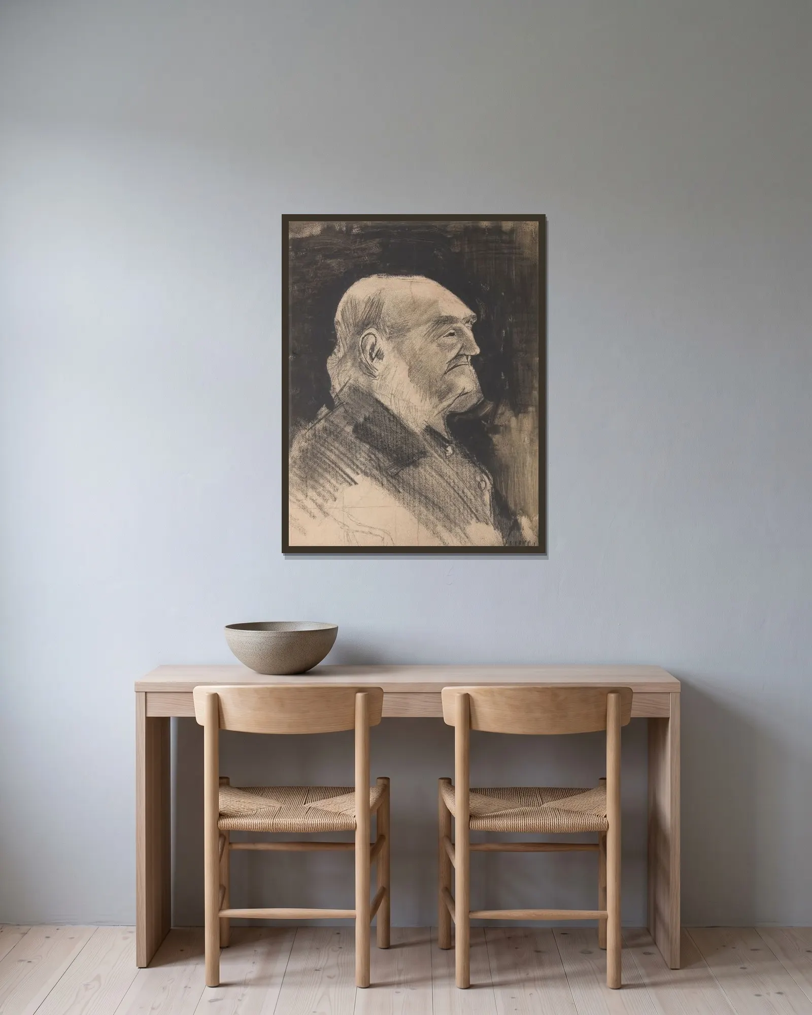 Bald-Headed Orphan Man av Vincent van Gogh inramad på en vägg