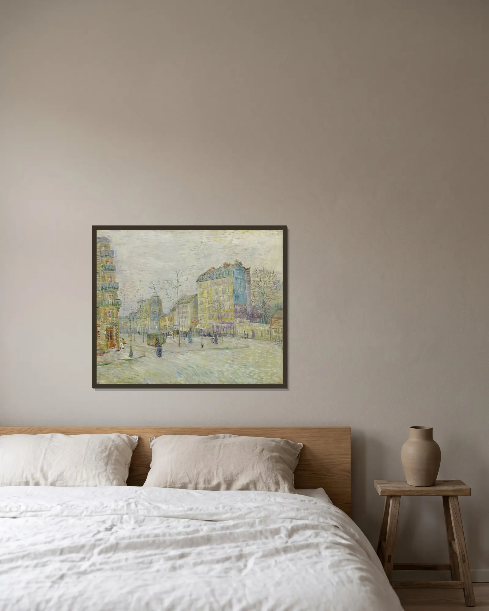 Boulevard de Clichy av Vincent van Gogh inramad på en vägg