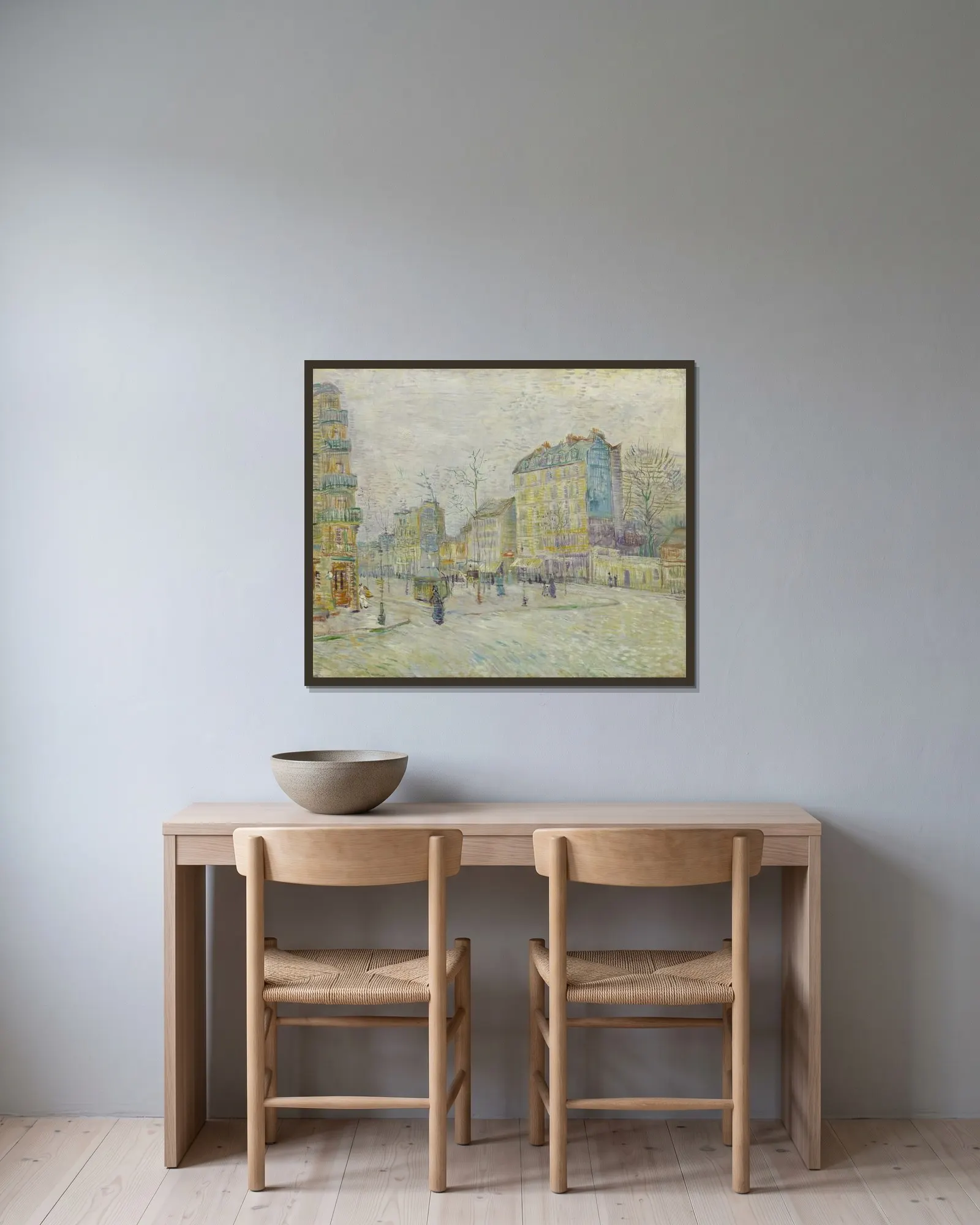 Boulevard de Clichy av Vincent van Gogh inramad på en vägg