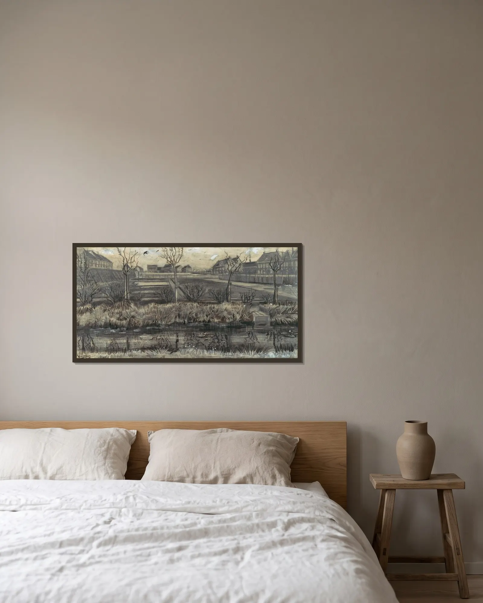 Nursery on Schenkweg av Vincent van Gogh inramad på en vägg