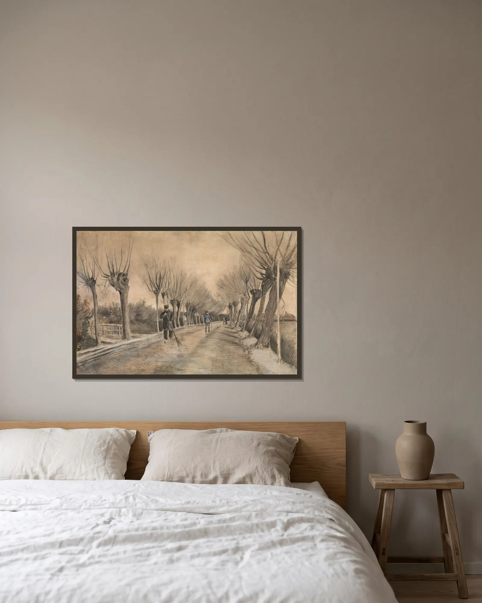 Road in Etten av Vincent van Gogh inramad på en vägg