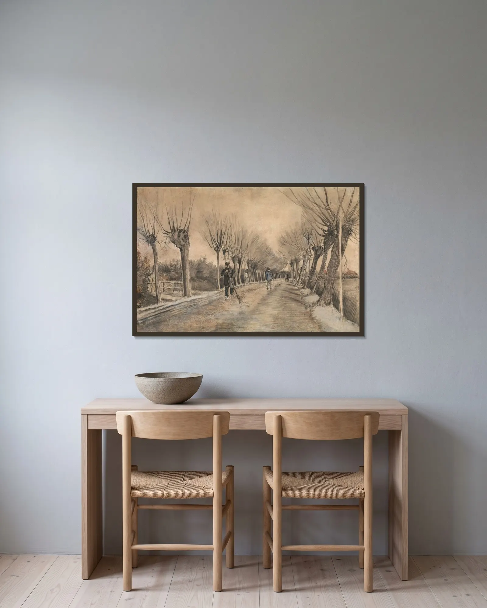 Road in Etten av Vincent van Gogh inramad på en vägg