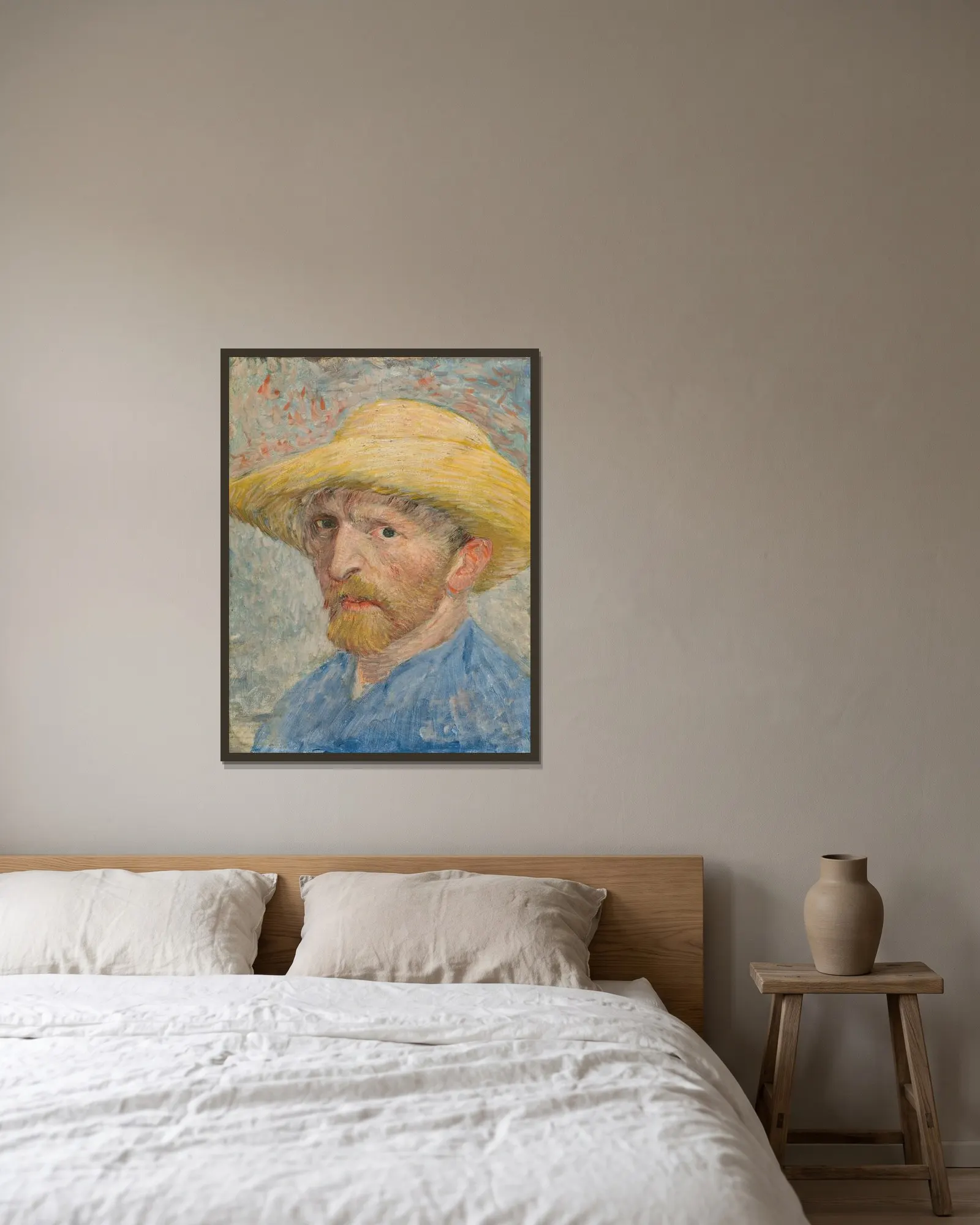 Self-Portrait av Vincent van Gogh inramad på en vägg