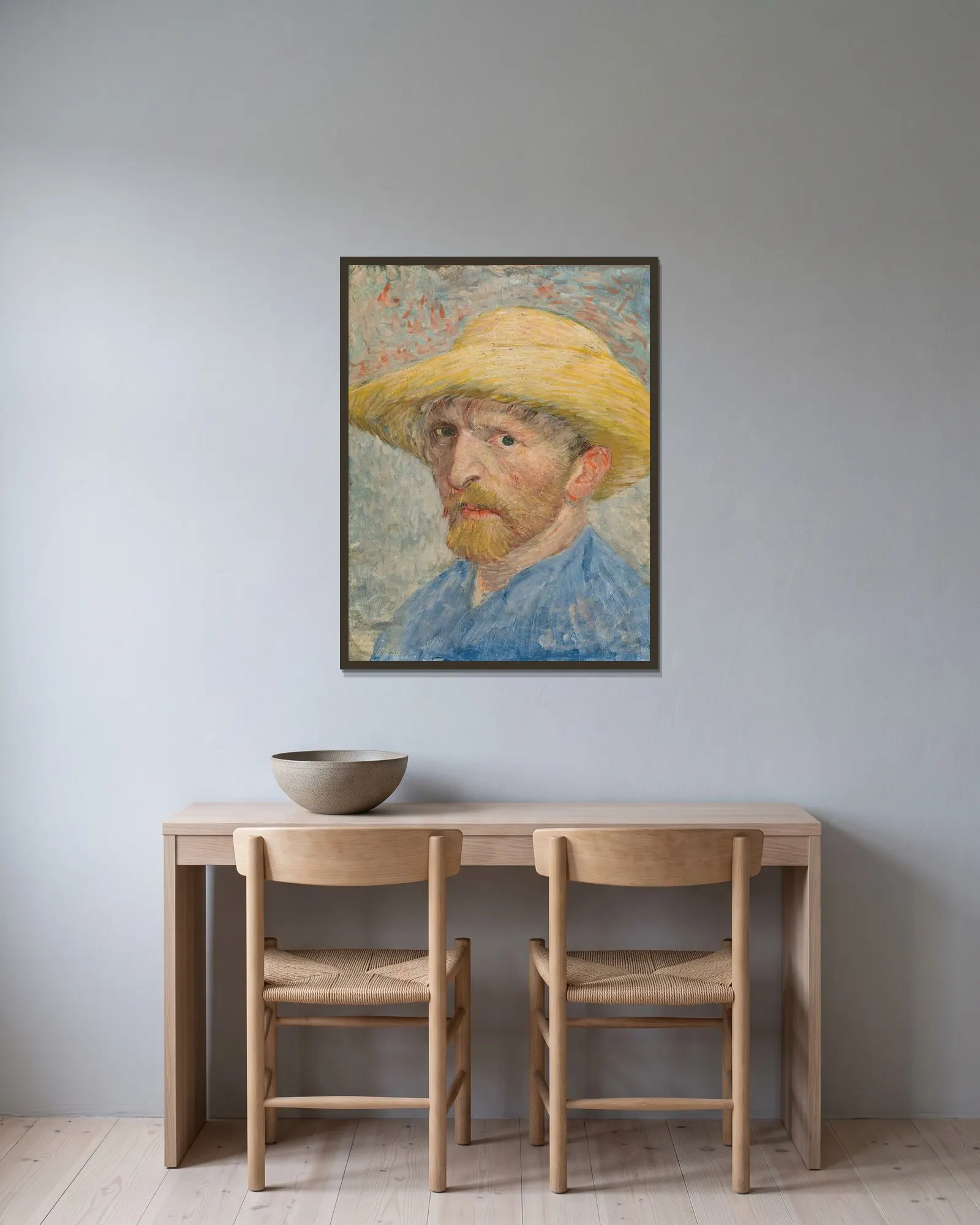 Self-Portrait av Vincent van Gogh inramad på en vägg