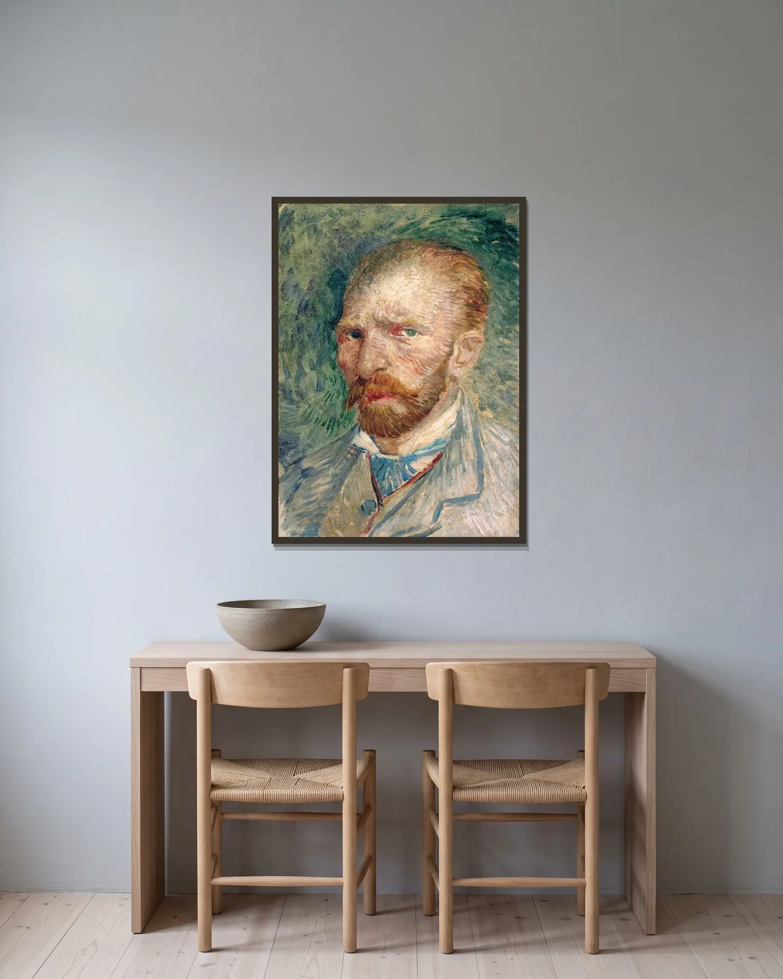 Self-Portrait av Vincent van Gogh inramad på en vägg