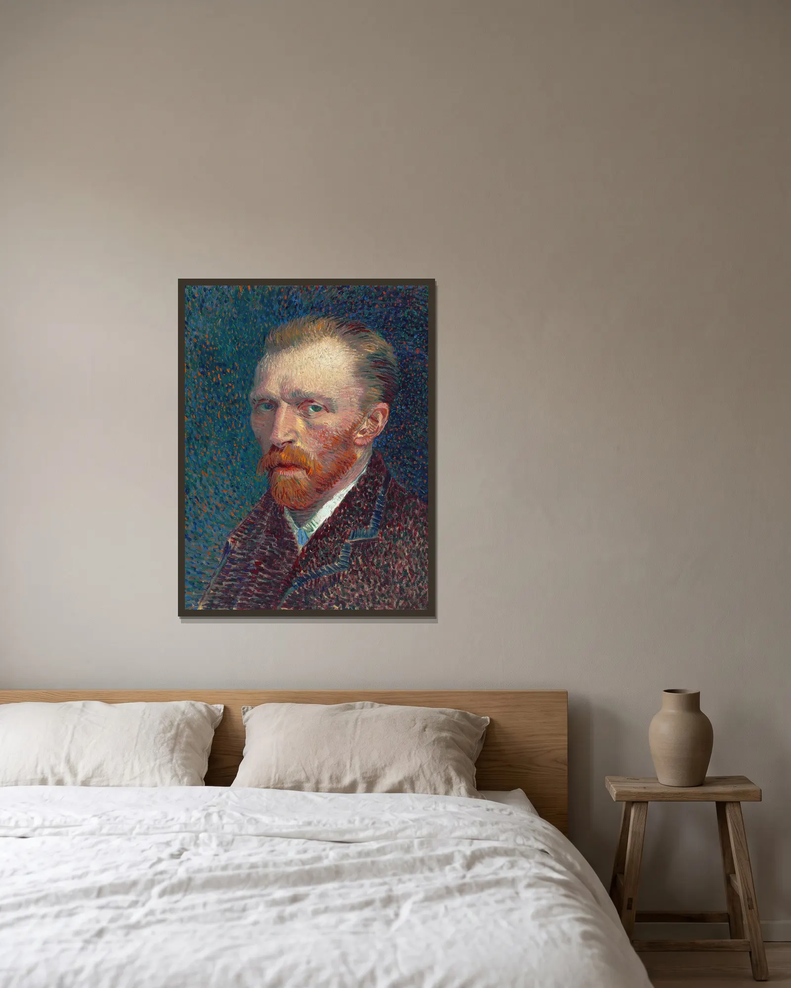 Self-Portrait av Vincent van Gogh inramad på en vägg