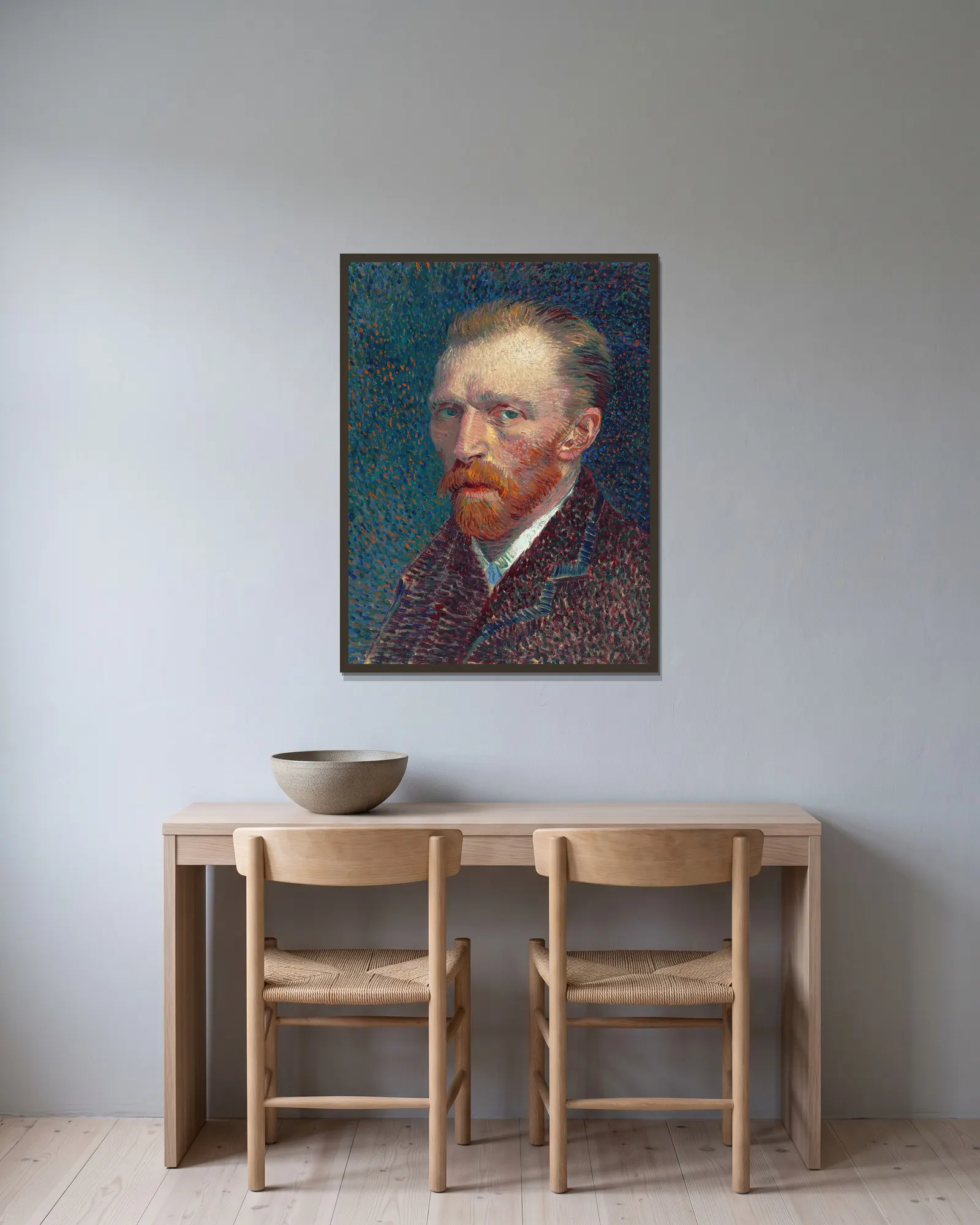 Self-Portrait av Vincent van Gogh inramad på en vägg