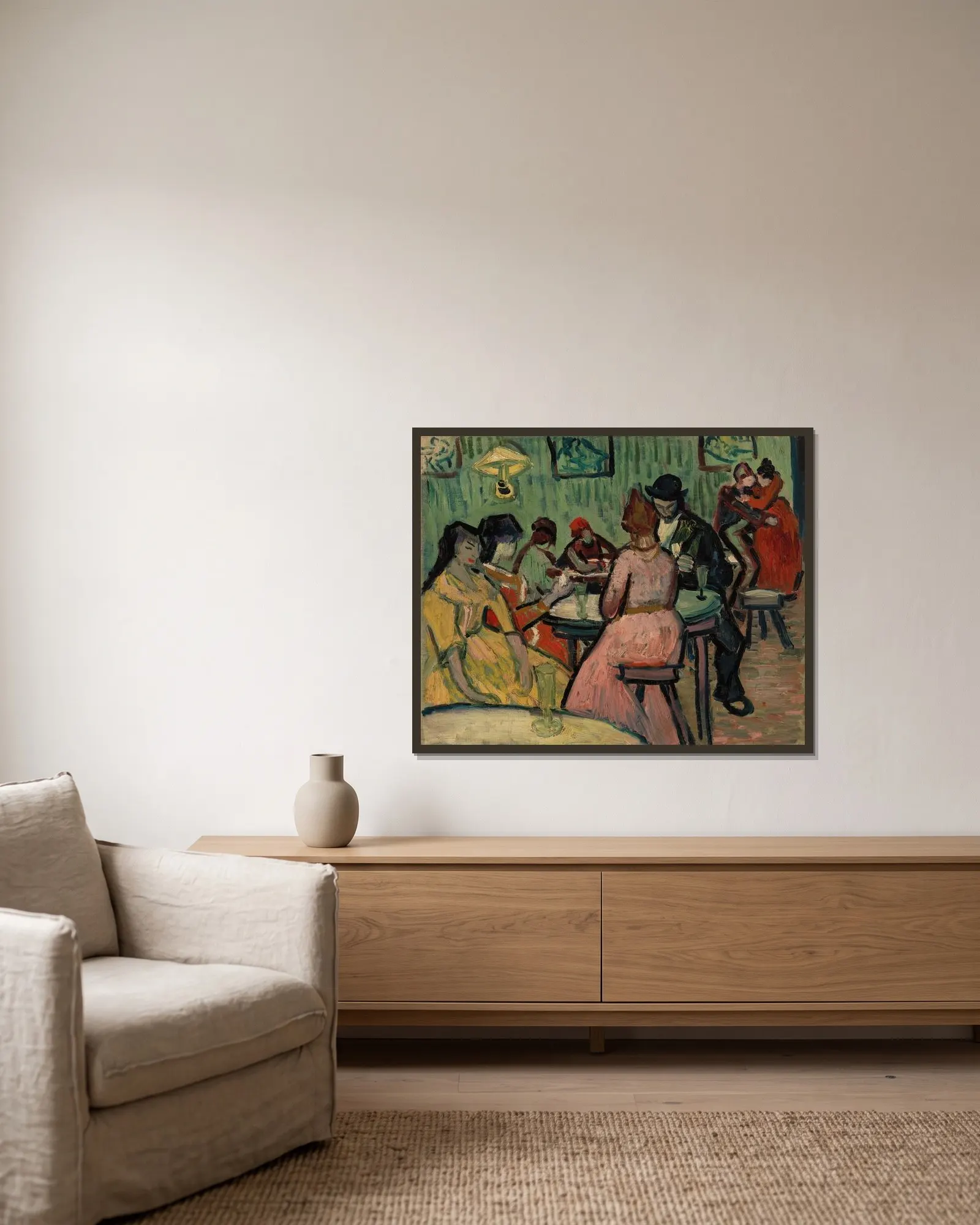 The Brothel (Le Lupanar) av Vincent van Gogh inramad på en vägg