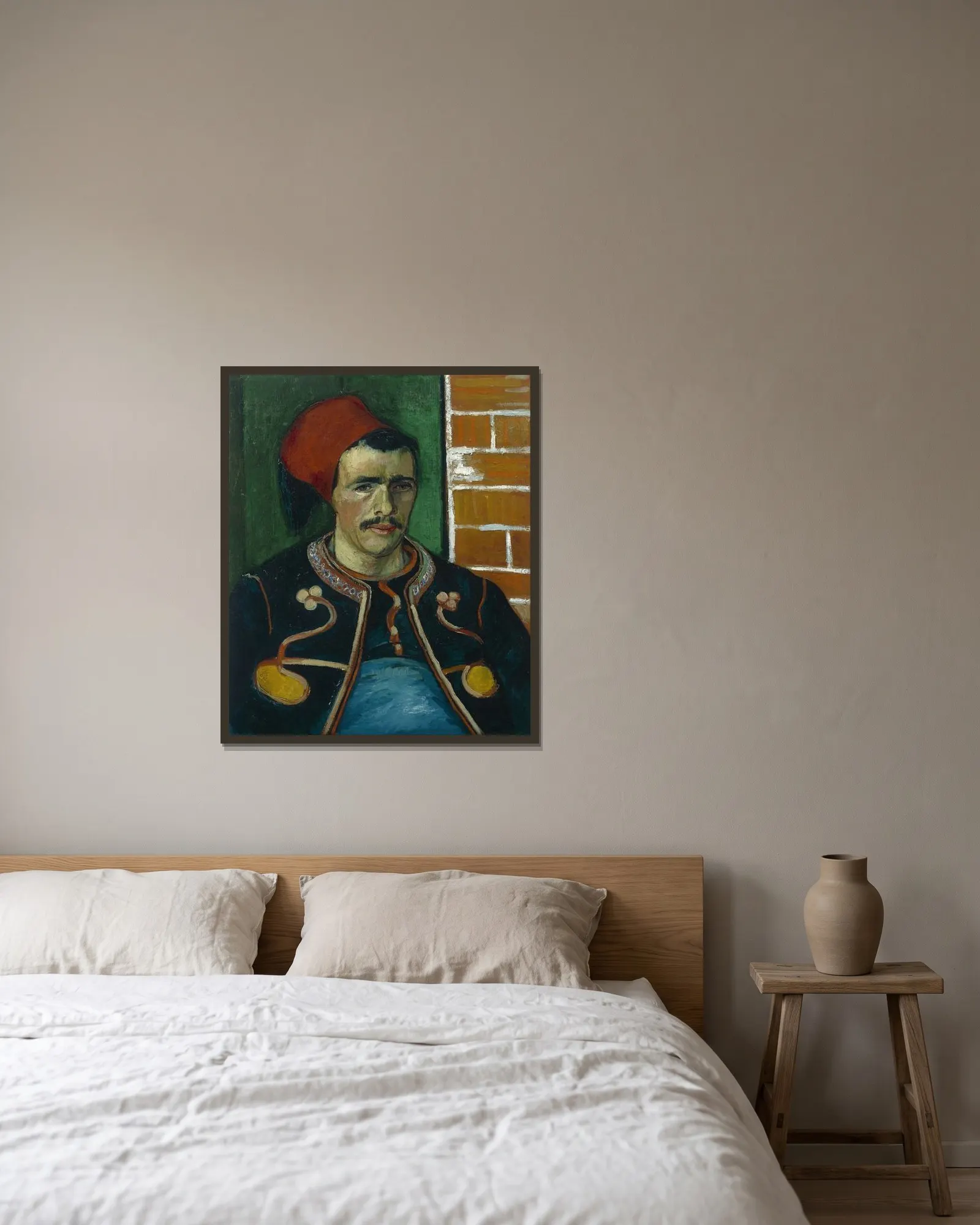 The Zouave av Vincent van Gogh inramad på en vägg