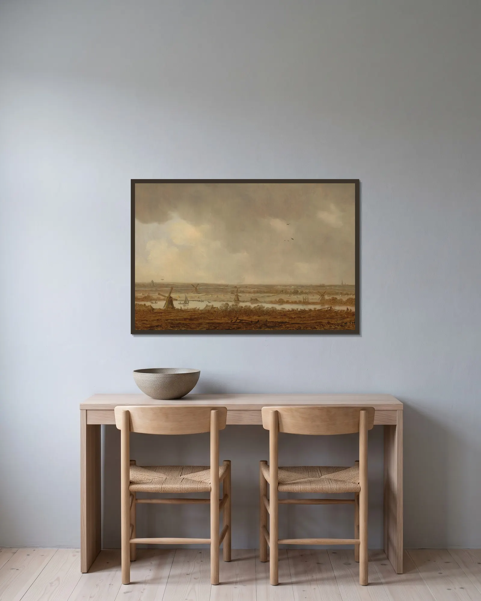 Polder Landscape av Jan van Goyen inramad på en vägg