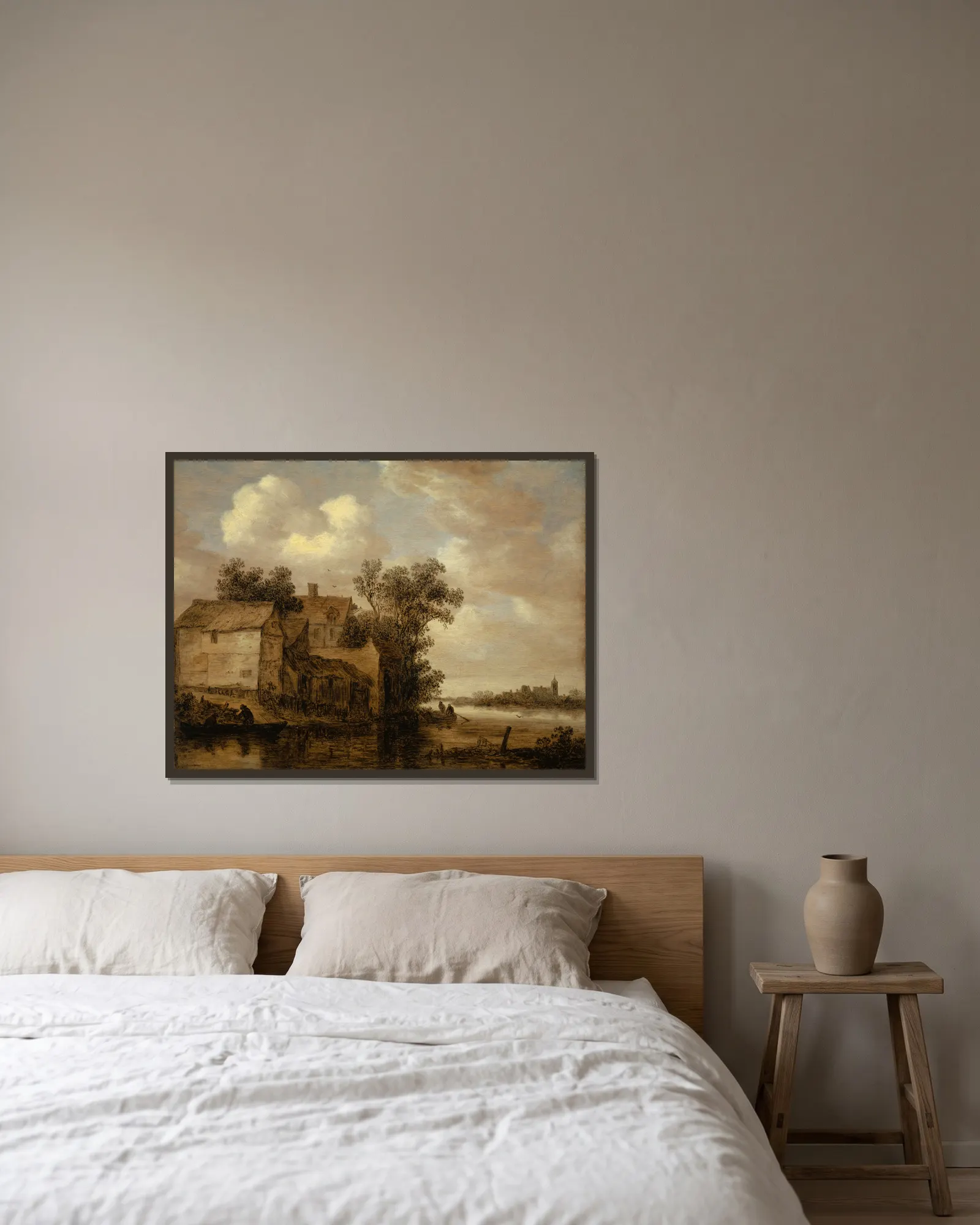 River Landscape av Jan van Goyen inramad på en vägg