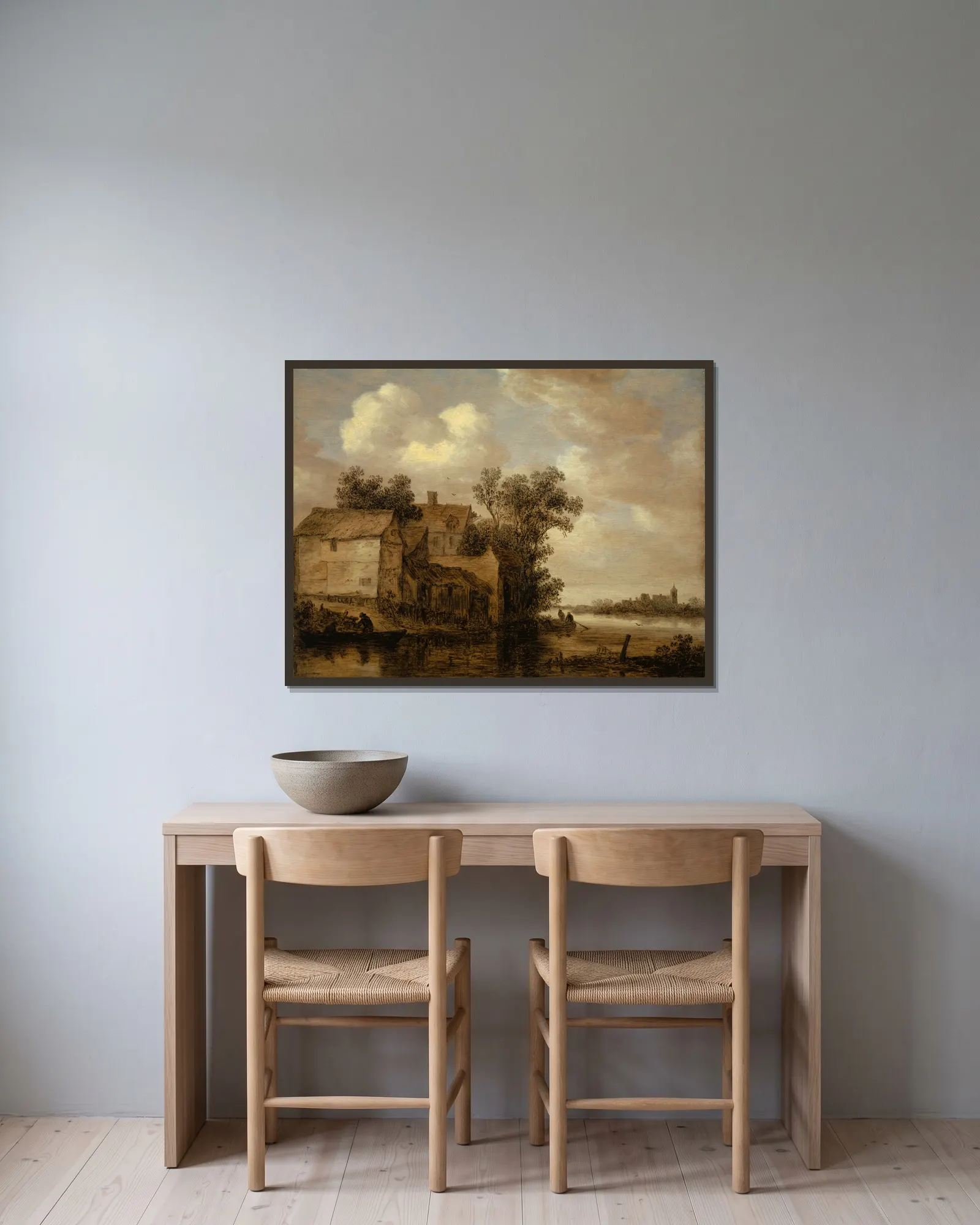 River Landscape av Jan van Goyen inramad på en vägg
