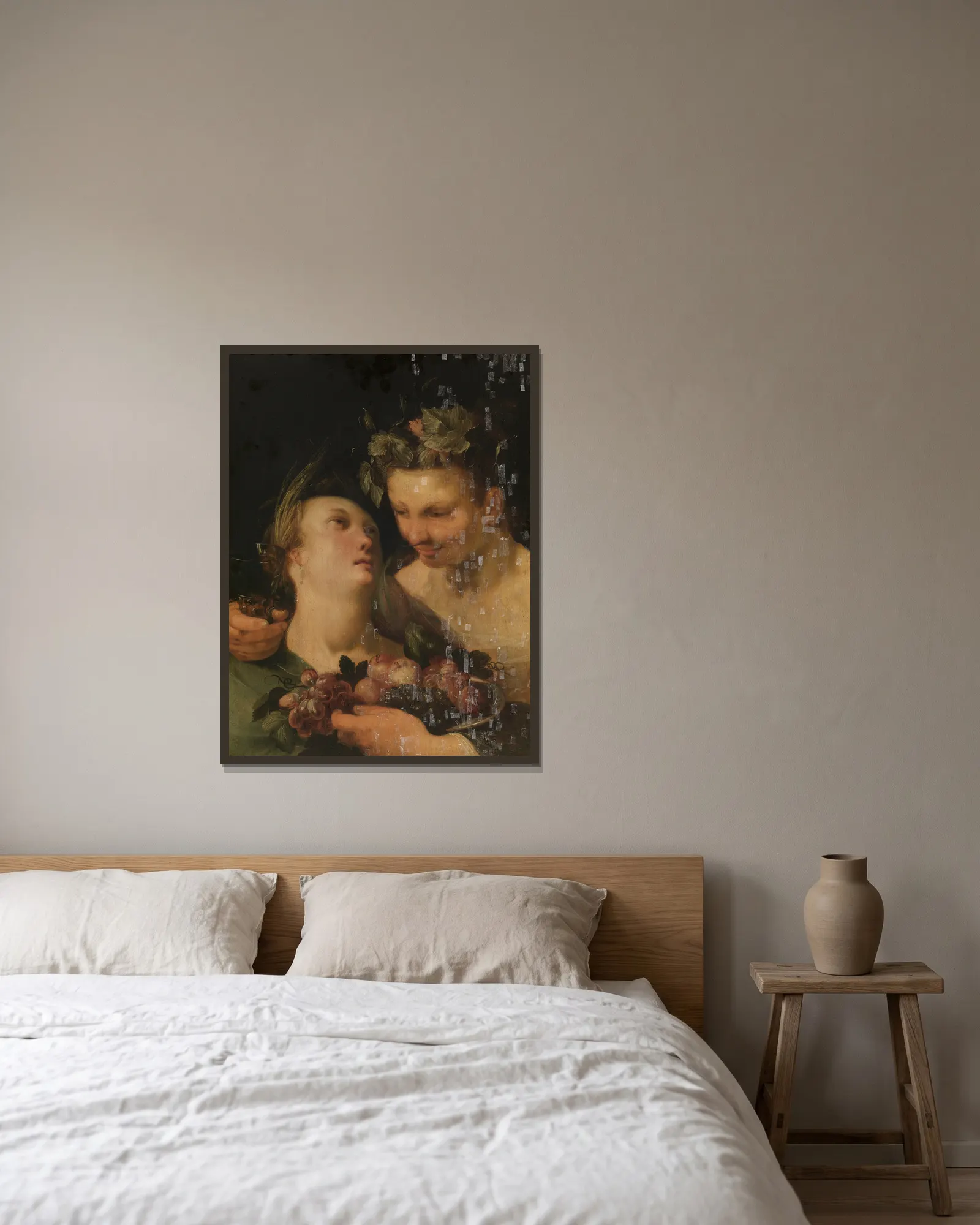 Ceres and Bacchus av Cornelis Cornelisz Van Haarlem inramad på en vägg