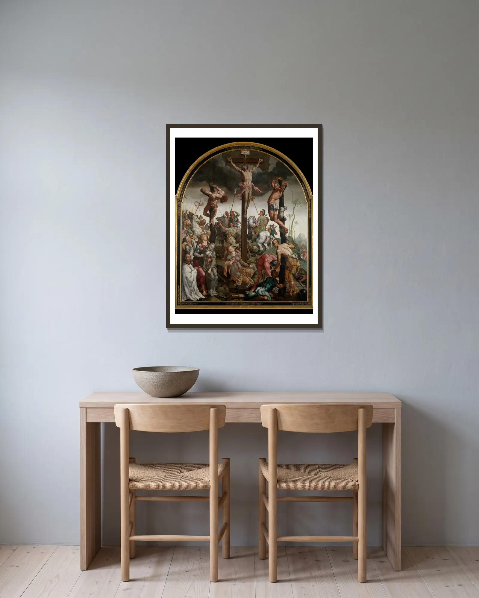 Calvary av Maarten Van Heemskerck inramad på en vägg