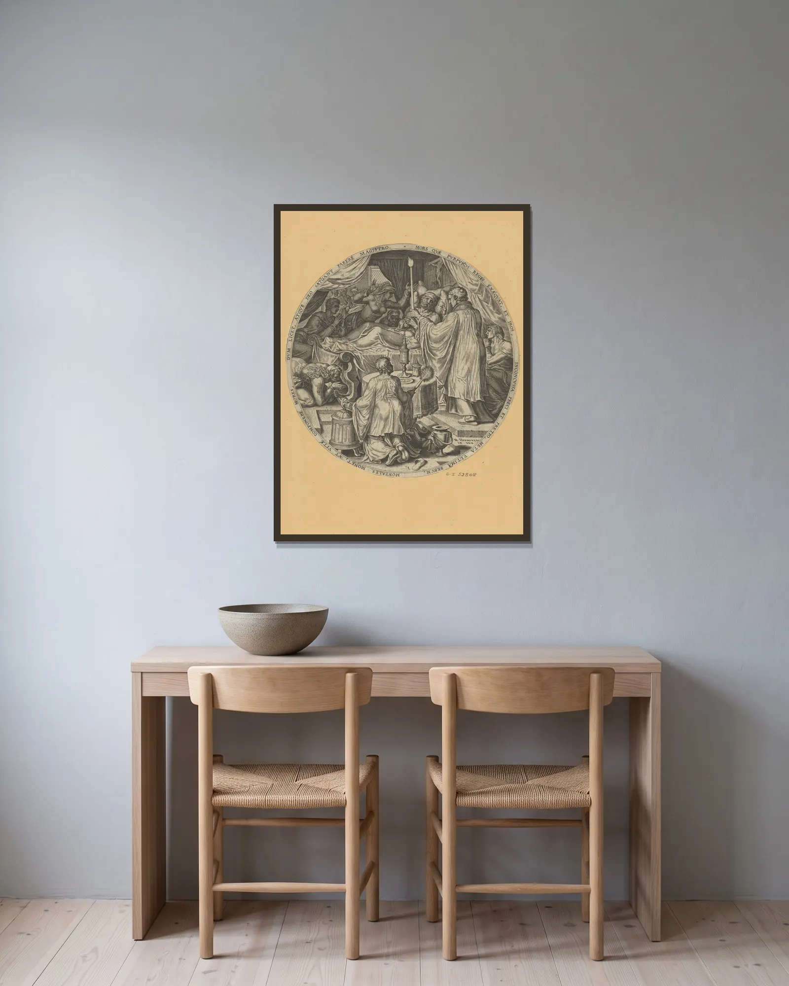 The Dying Hour av Maarten Van Heemskerck inramad på en vägg