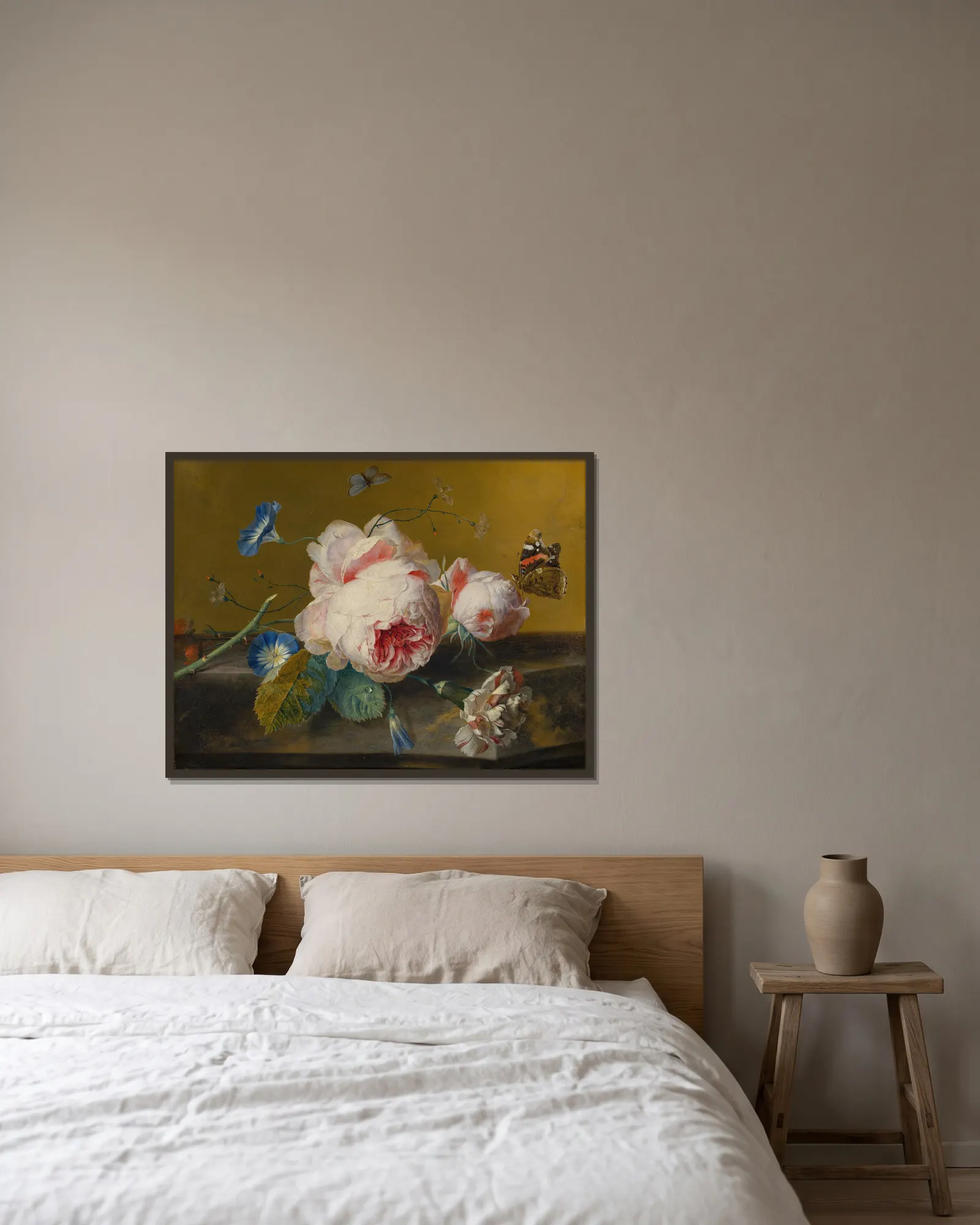 Flower Still Life av Jan van Huysum inramad på en vägg
