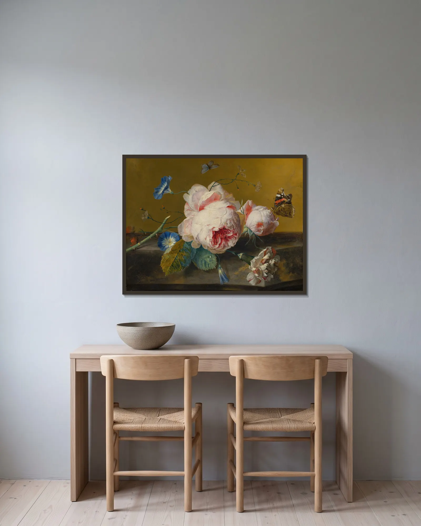 Flower Still Life av Jan van Huysum inramad på en vägg