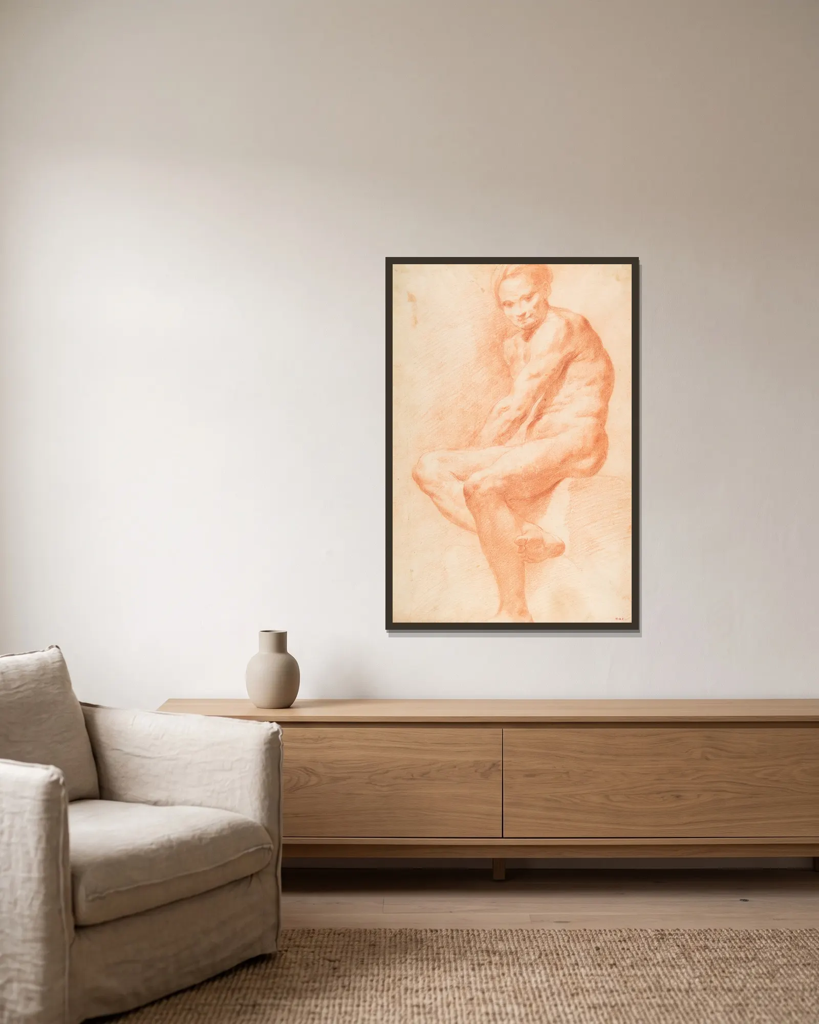 Life Drawing (mid-18th century) av Charles-André van Loo inramad på en vägg