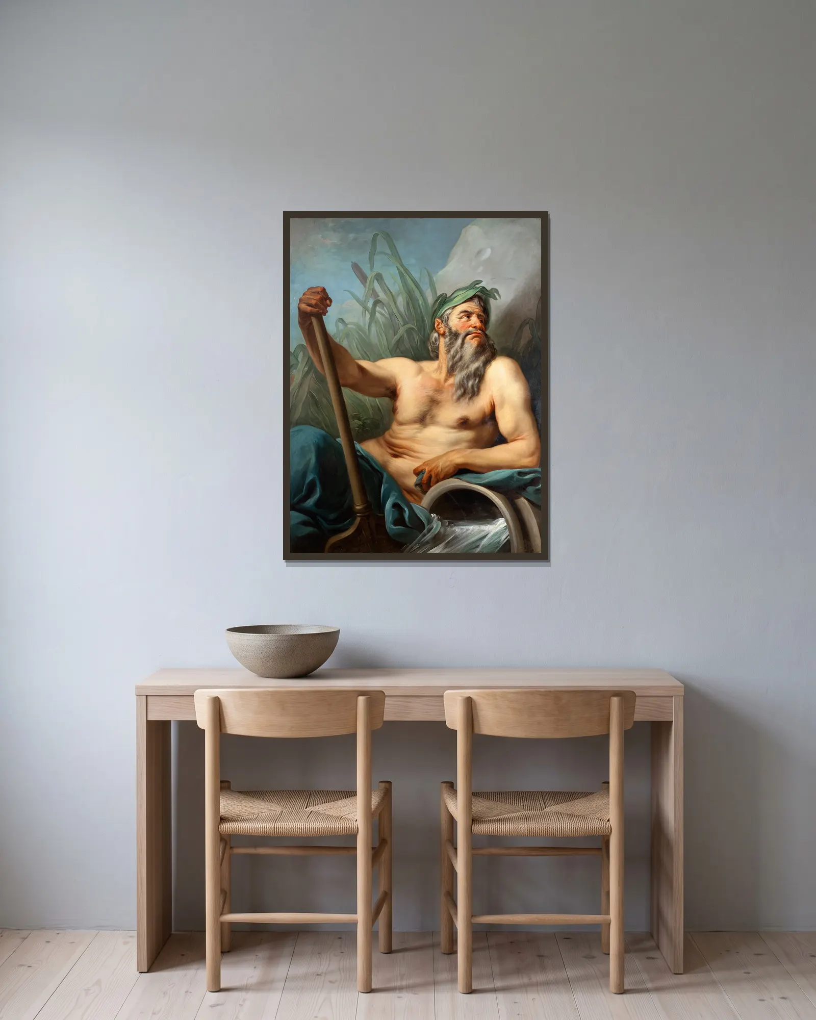 River God av Charles-André van Loo inramad på en vägg