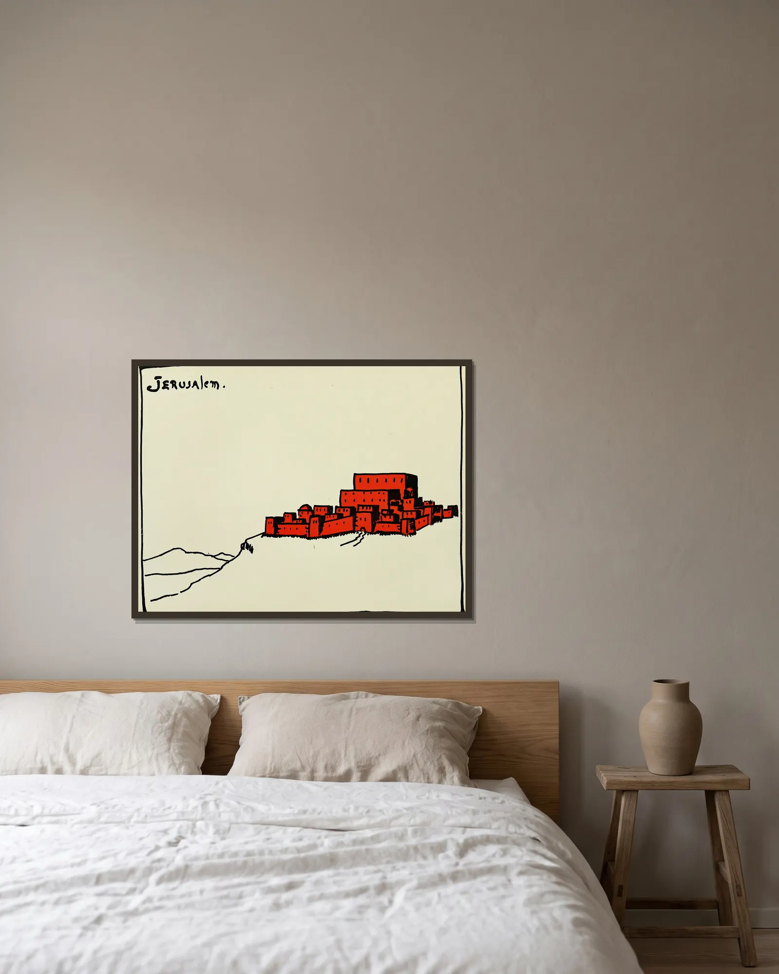 Jerusalem av Hendrik Willem Van Loon inramad på en vägg