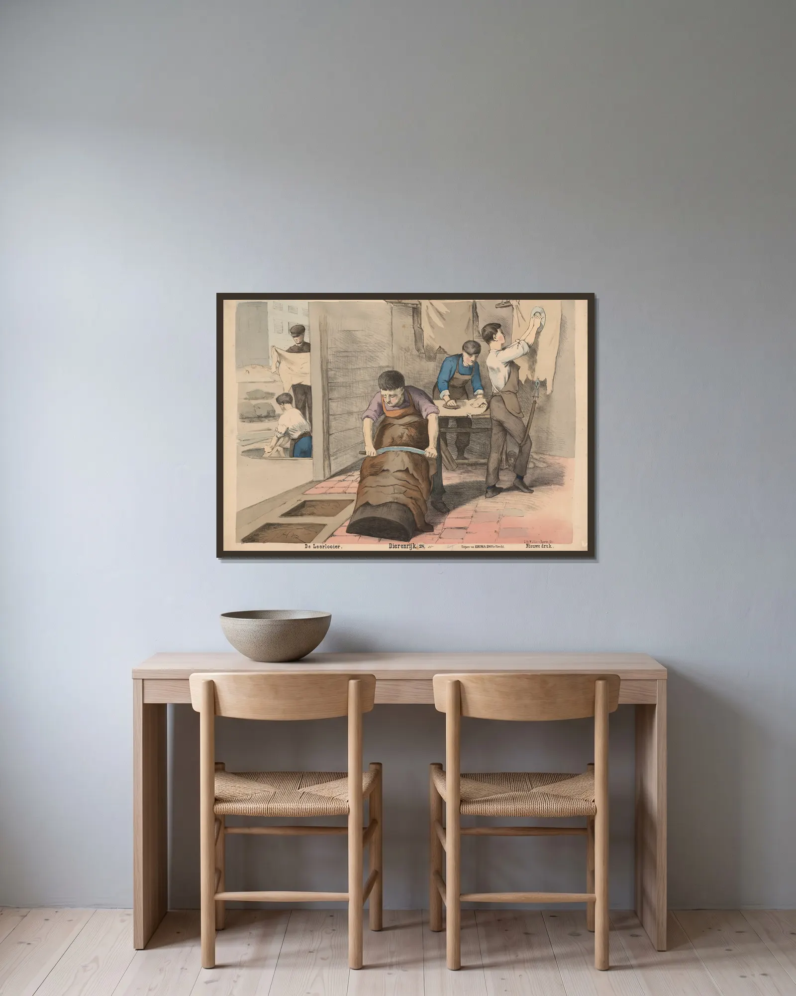 De Leerlooier av Hendrik Jan van Lummel inramad på en vägg