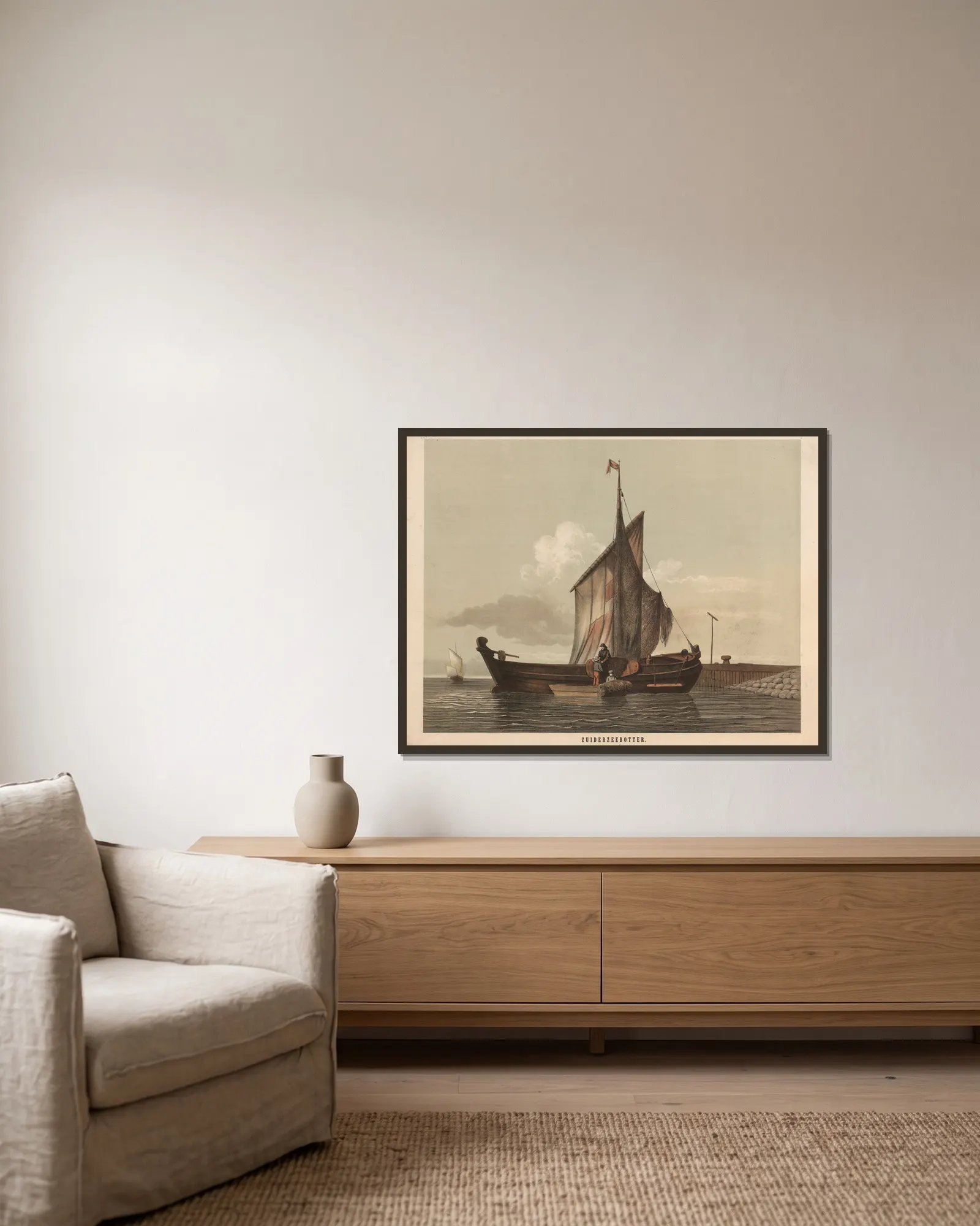 Zuiderzeebotter av Hendrik Jan van Lummel inramad på en vägg
