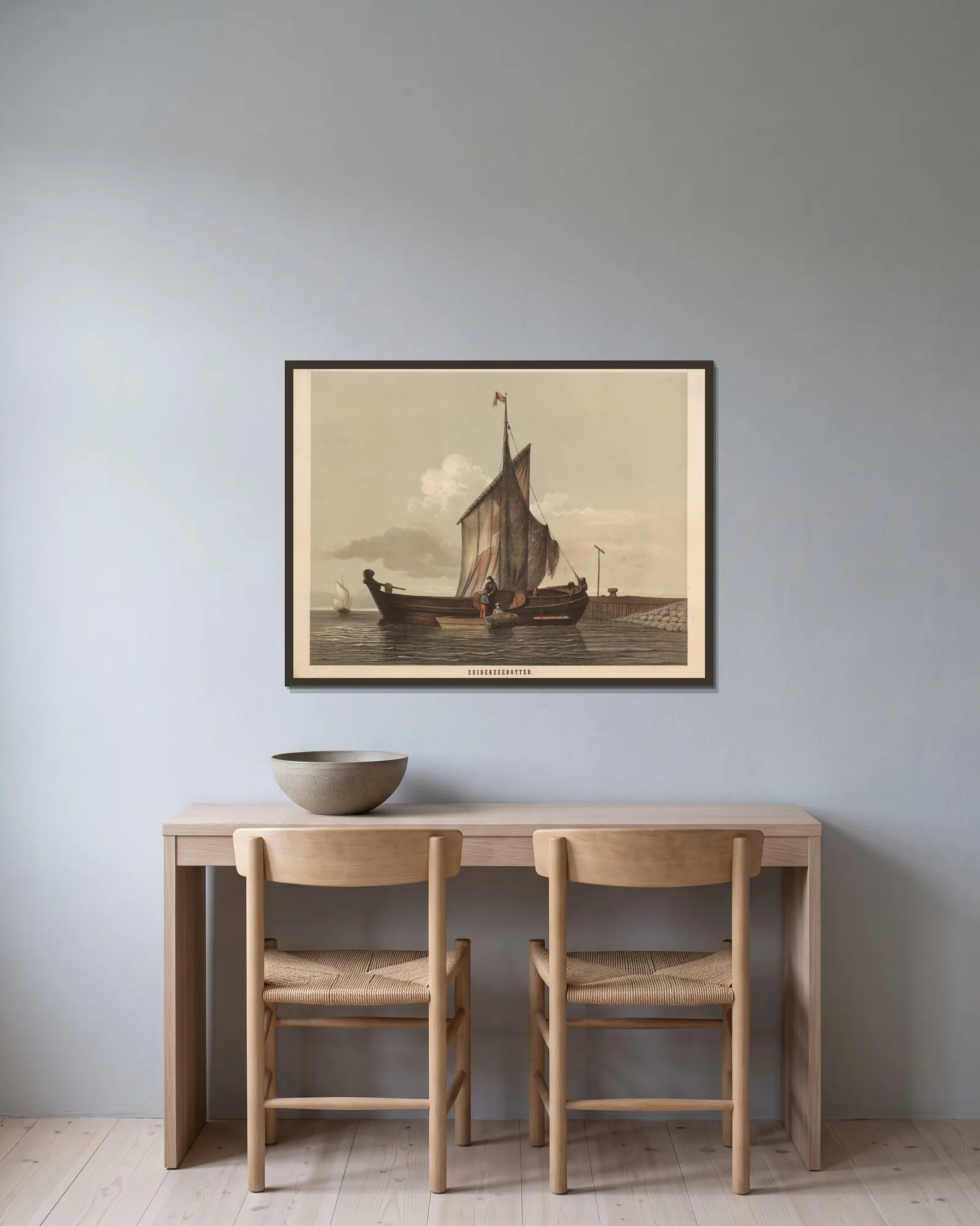 Zuiderzeebotter av Hendrik Jan van Lummel inramad på en vägg