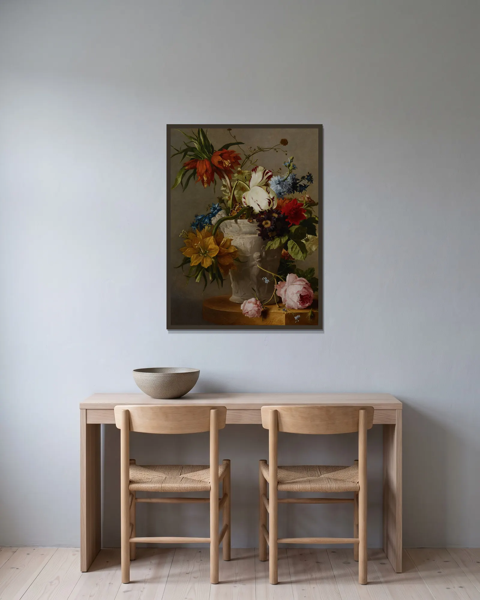 An Arrangement with Flowers av Georgius Jacobus Johannes van Os inramad på en vägg