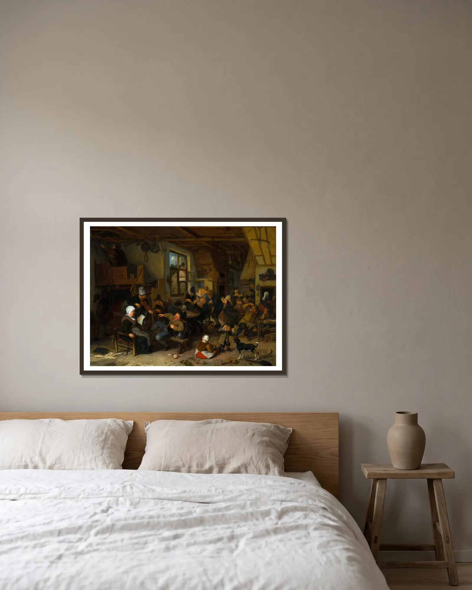 Peasant Inn av Adriaen van Ostade inramad på en vägg