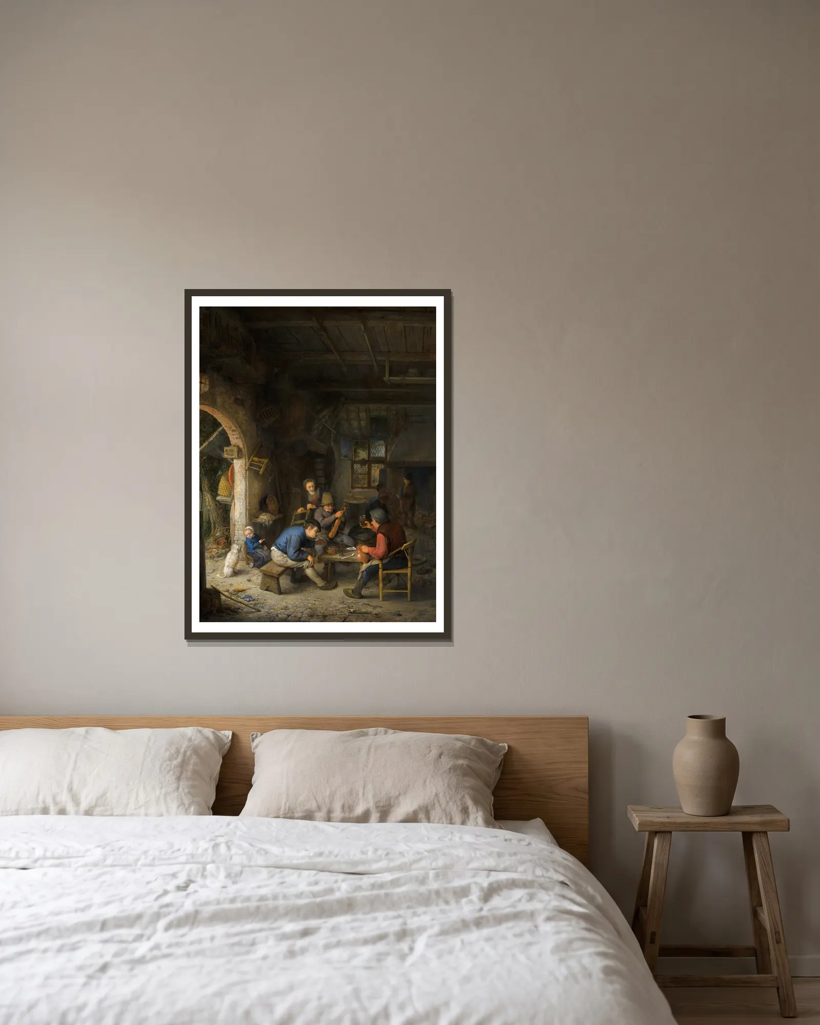 Peasants at an Inn av Adriaen van Ostade inramad på en vägg
