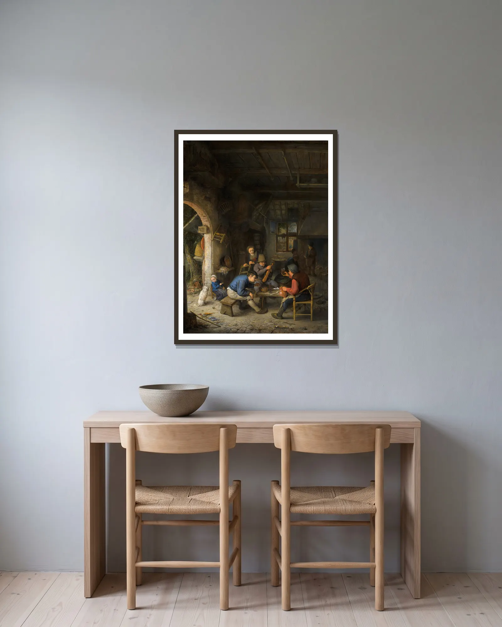 Peasants at an Inn av Adriaen van Ostade inramad på en vägg