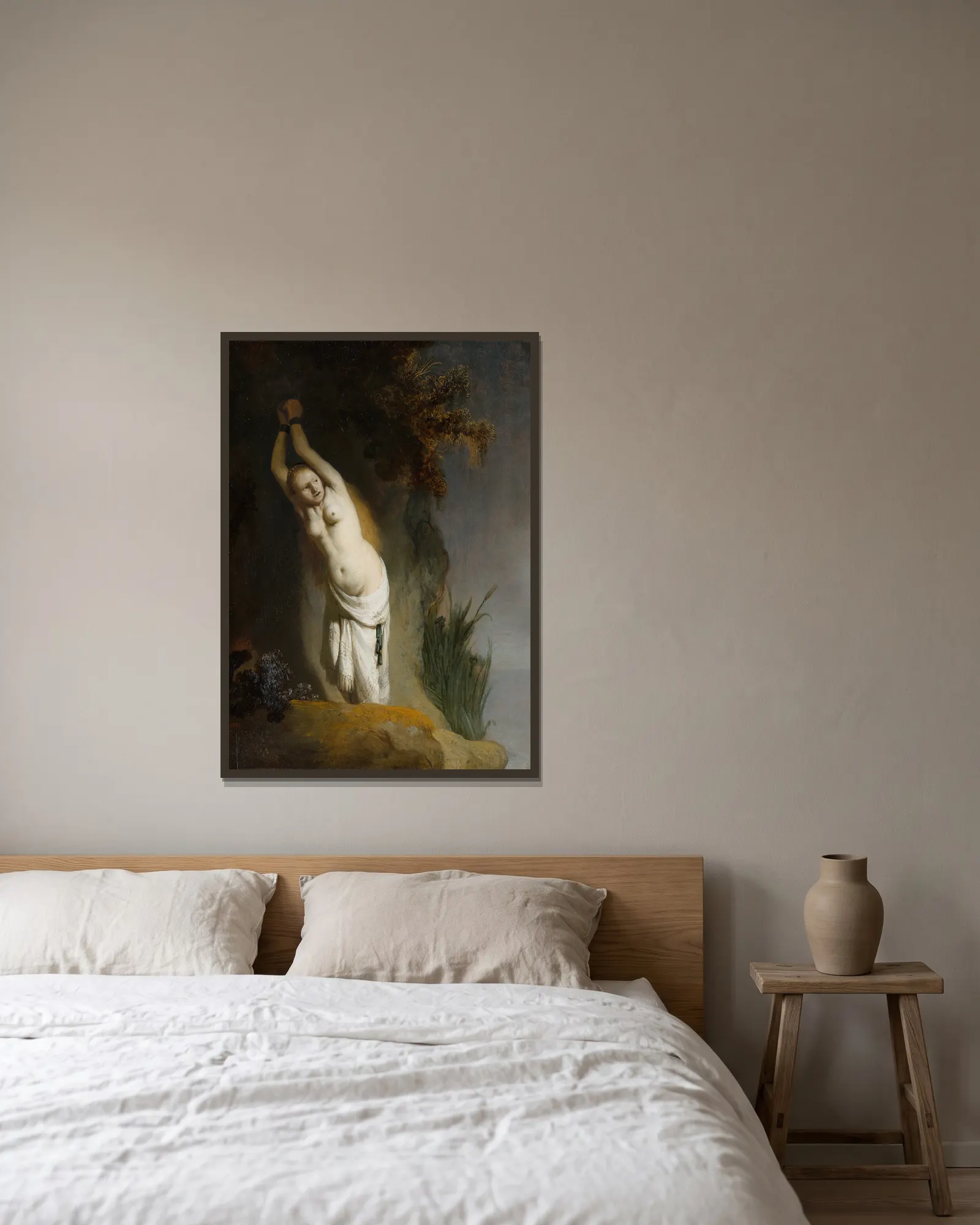 Andromeda av Rembrandt van Rijn inramad på en vägg